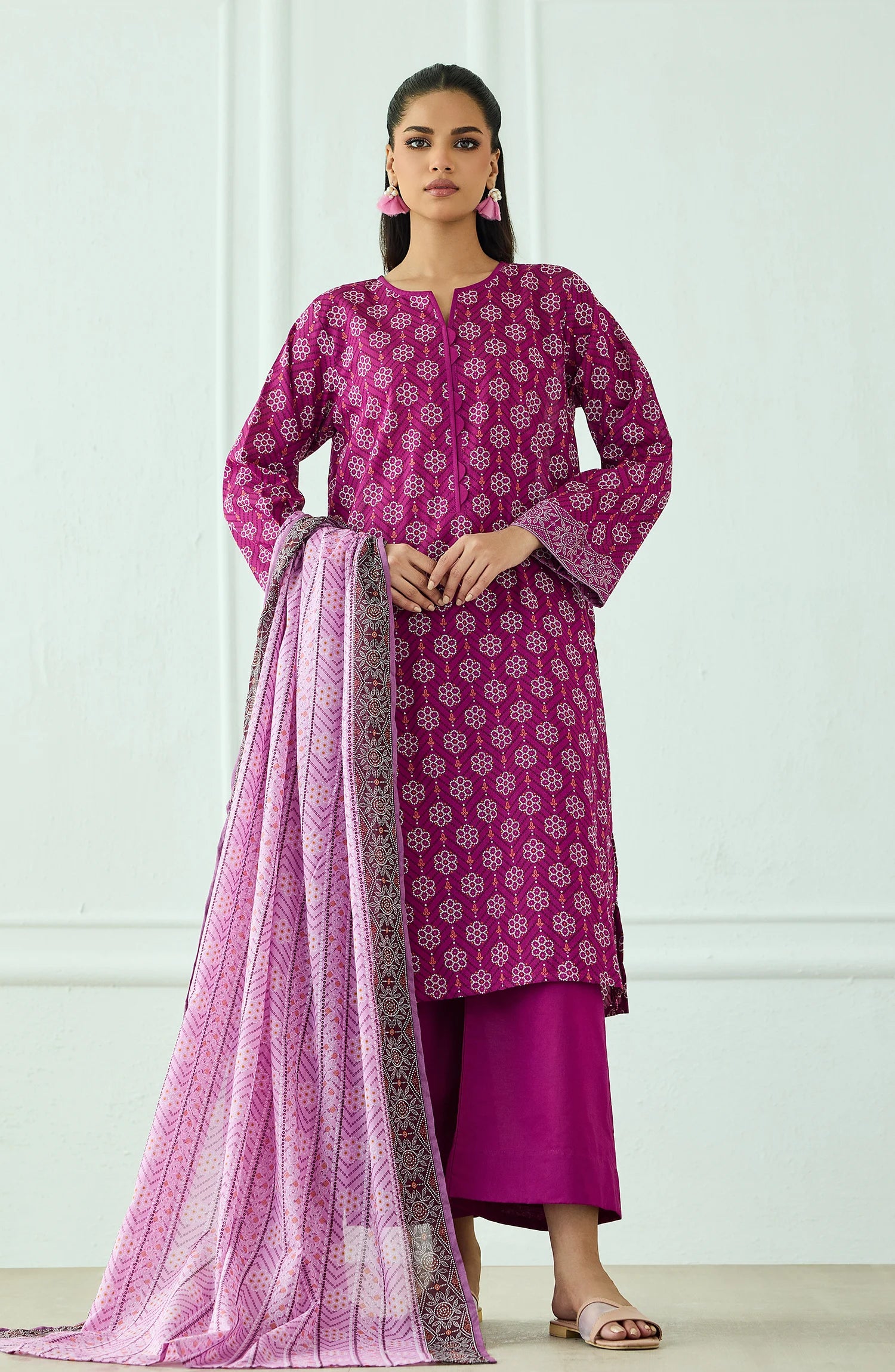 Unstitched | 3 Piece | Printed | Lawn Shirt | OTL-20345/U MAGENTA