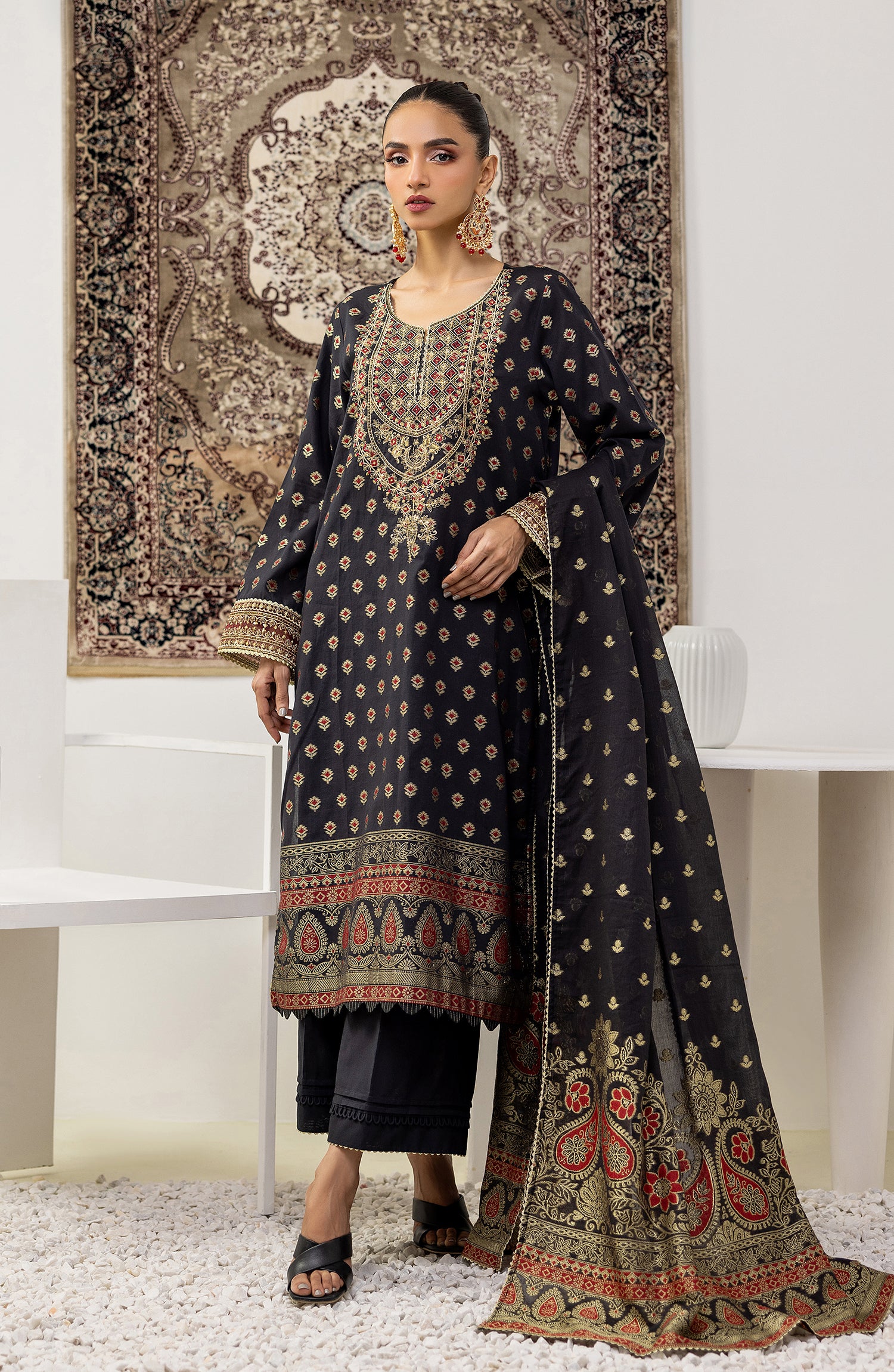 lawn embroidered suit with lawn dupatta