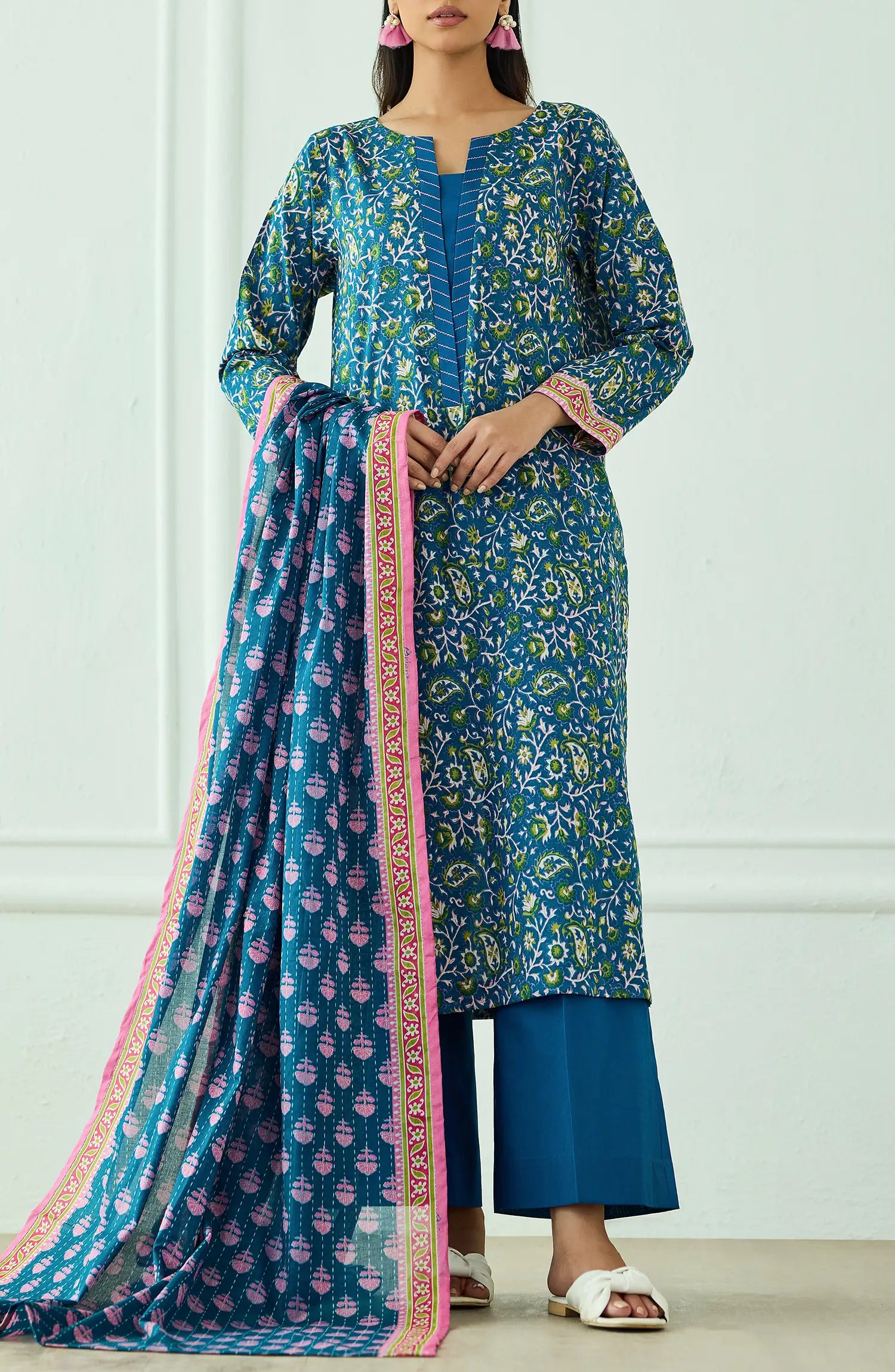 Unstitched | 3 Piece | Printed | Lawn Shirt | OTL-20355/U TEAL