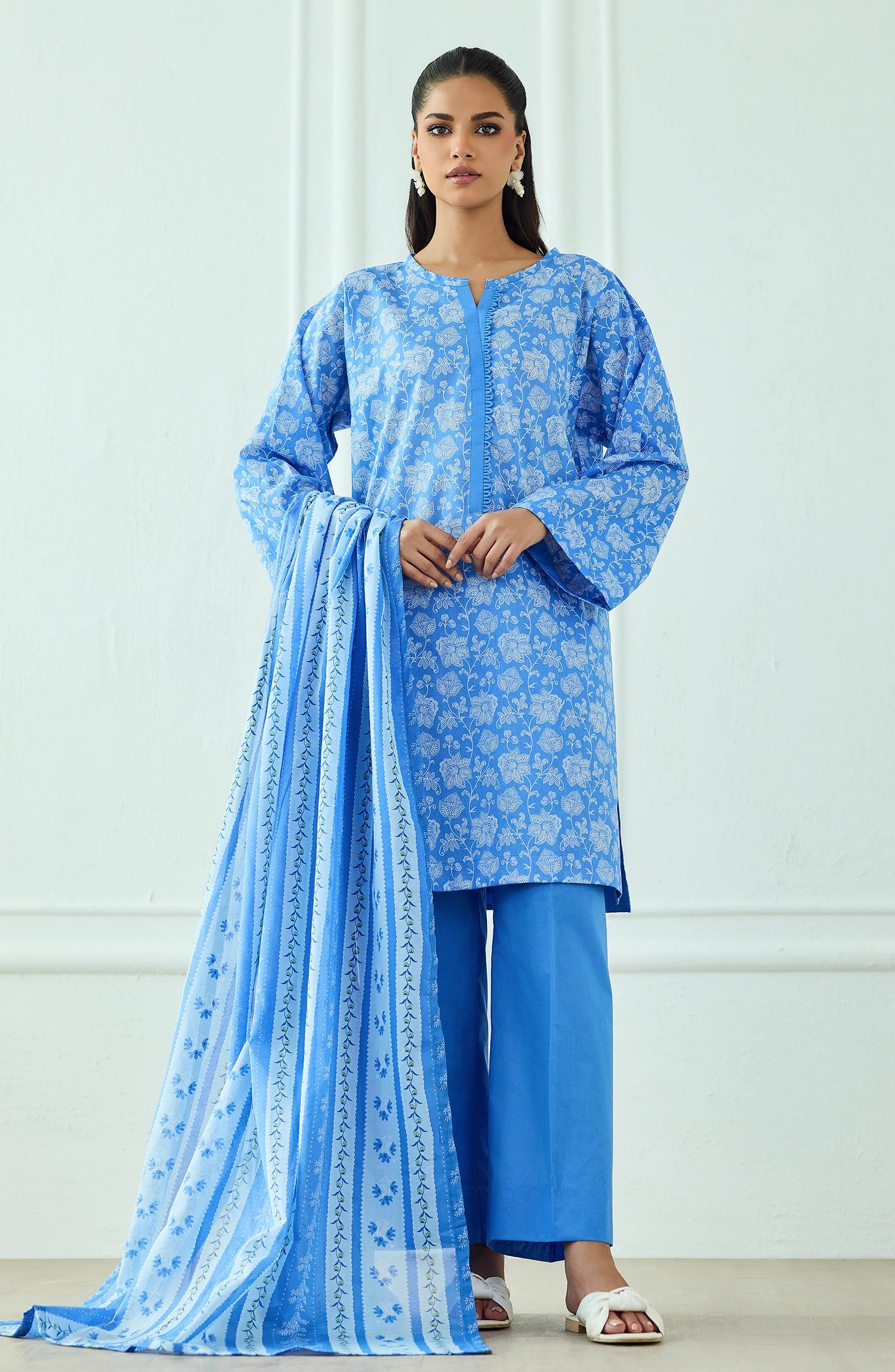 Unstitched | 3 Piece | Printed | Lawn Shirt | OTL-20455/U SKY BLUE