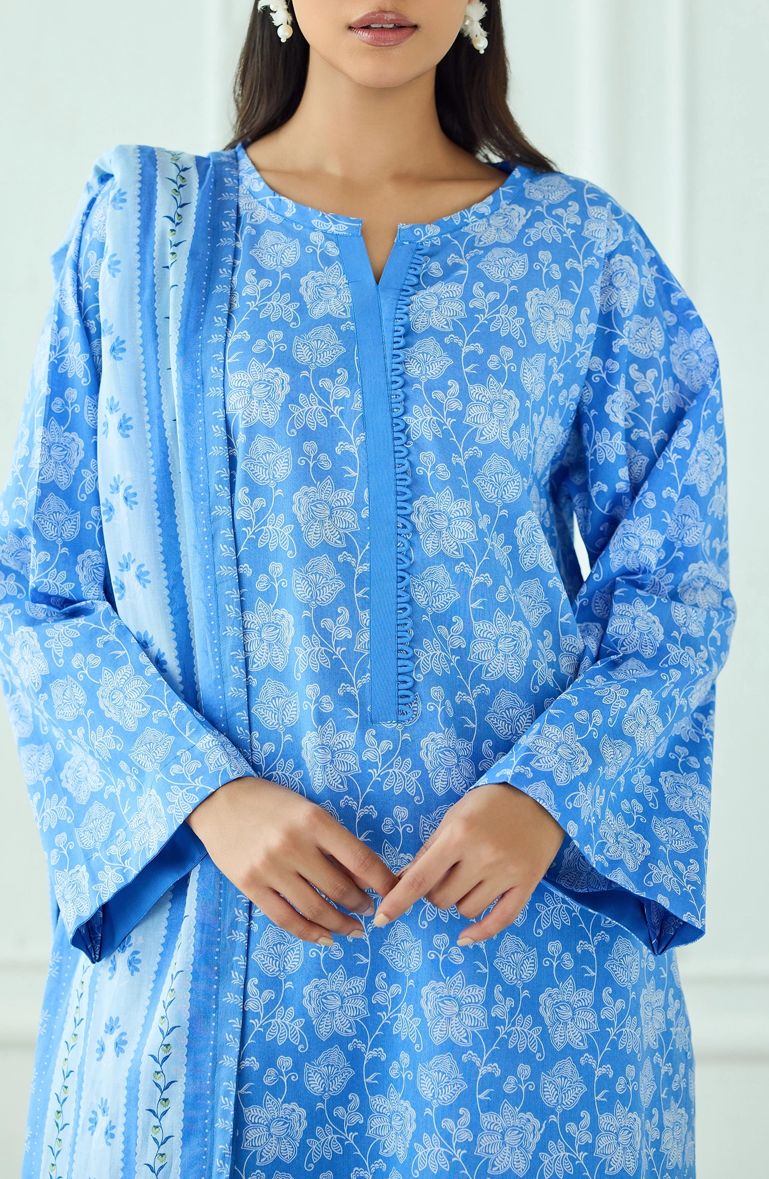 Unstitched | 3 Piece | Printed | Lawn Shirt | OTL-20455/U SKY BLUE