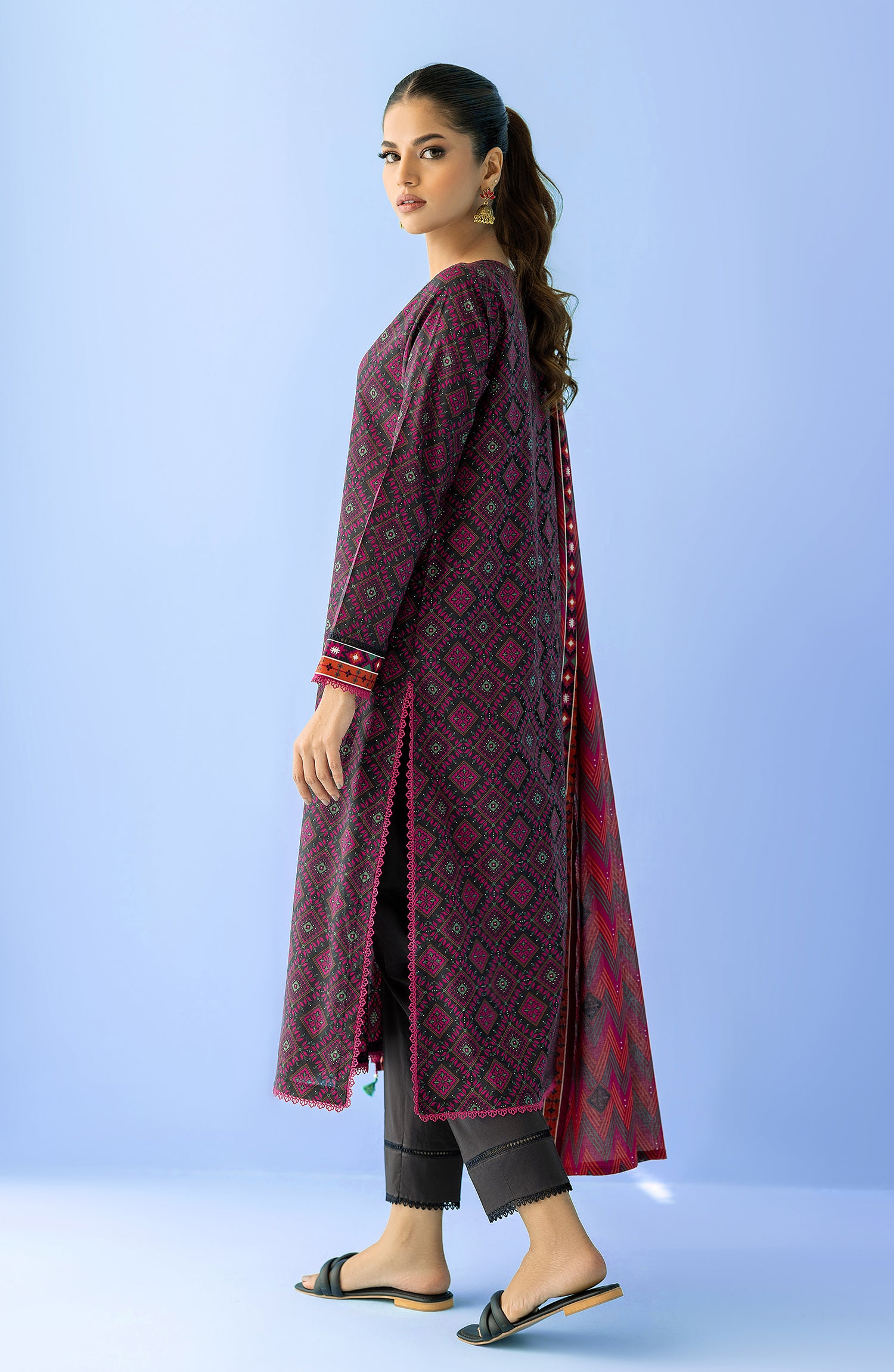 Unstitched 2 Piece Embroidered Lawn Shirt and Lawn Dupatta (NRDS-24-002/U BLACK)