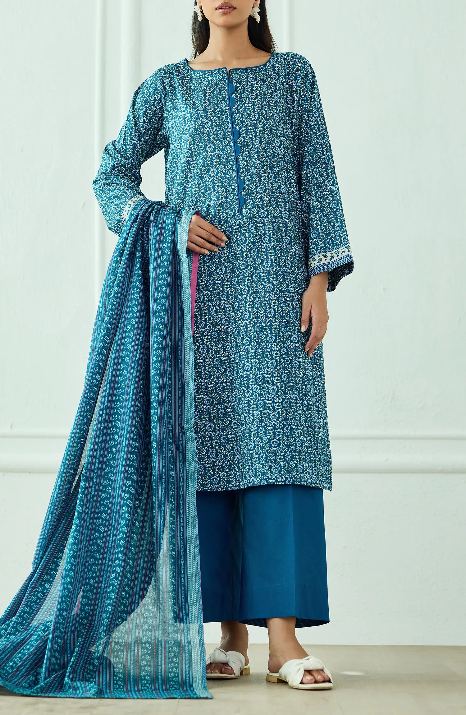 Unstitched | 3 Piece | Printed | Lawn Shirt | OTL-20315/U TEAL