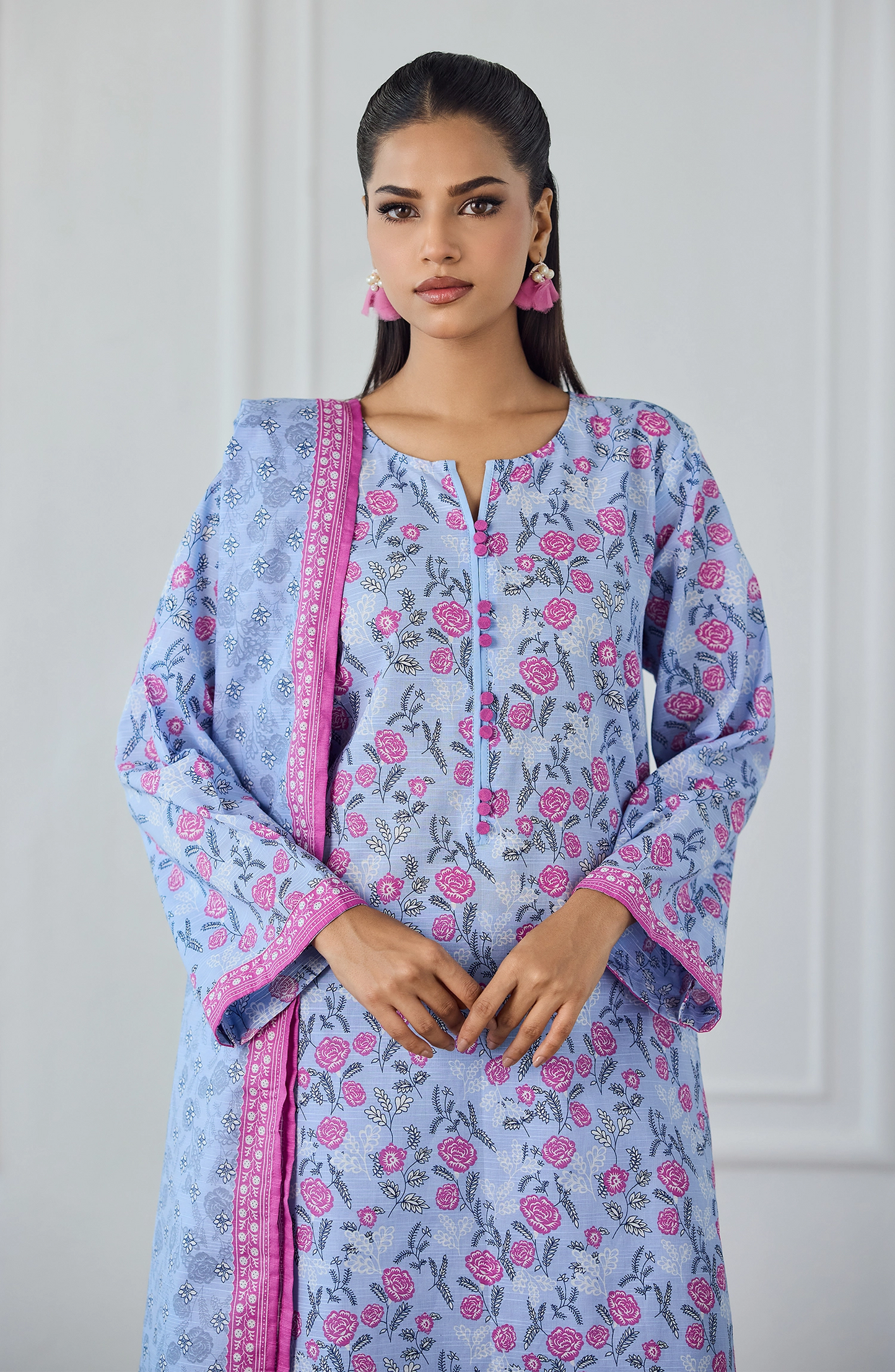 Unstitched | 3 Piece | Printed | Texture Lawn Shirt | OTL-25-552/U SKY BLUE