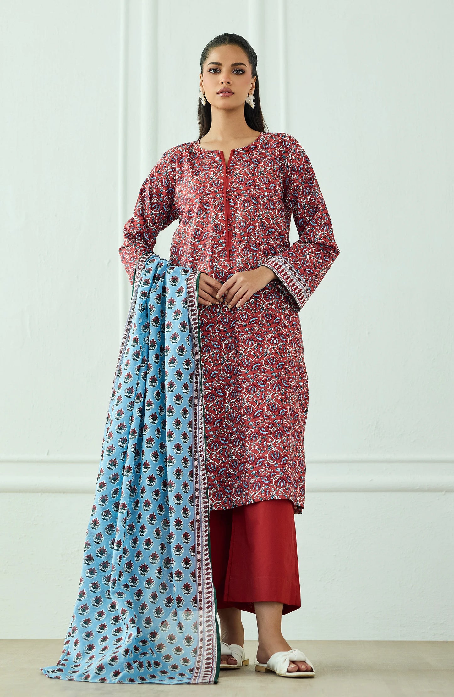 Unstitched | 3 Piece | Printed | Lawn Shirt | OTL-20495/U RUST