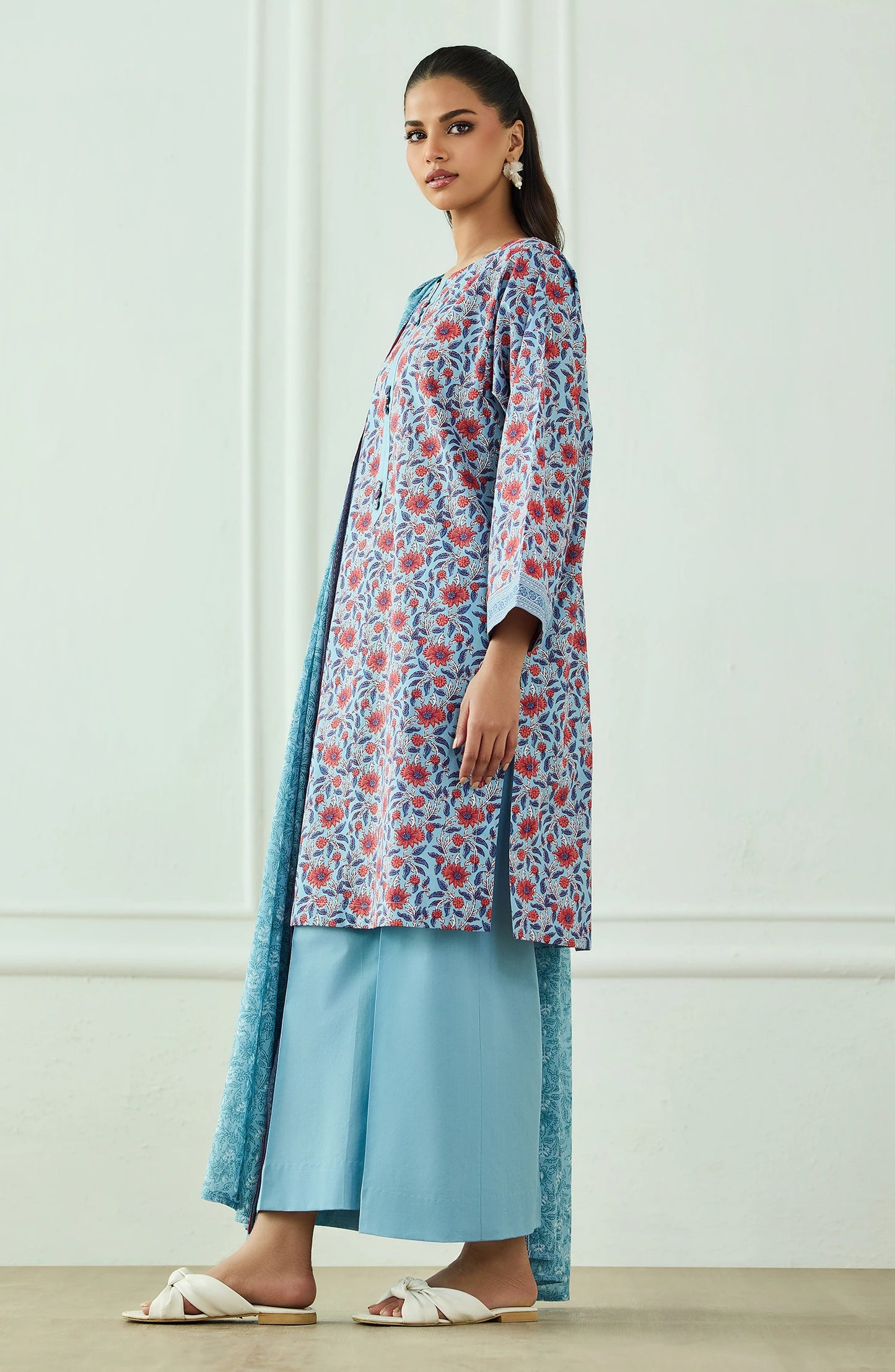 Unstitched | 3 Piece | Printed | Lawn Shirt | OTL-25-528/U SKY BLUE
