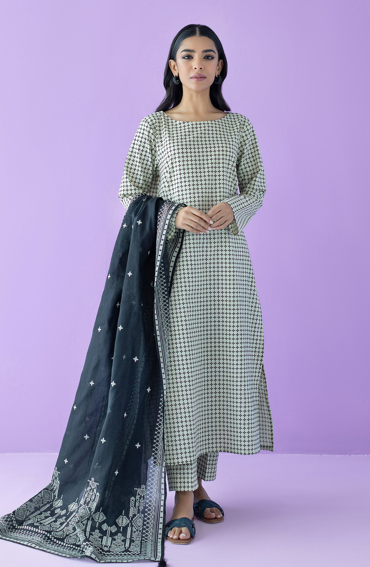 OTL-23-184/U BEIGE LAWN  UNSTITCHED SHIRT DUPATTA PANTS