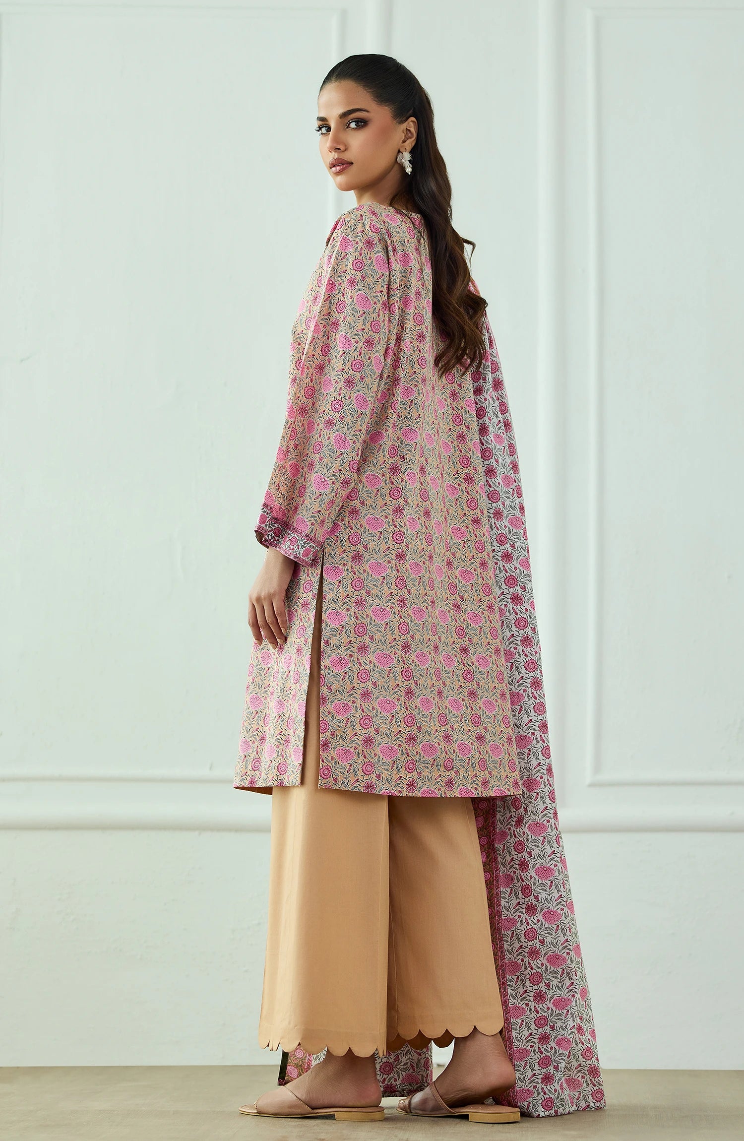 Unstitched | 3 Piece | Printed | Lawn Shirt | OTL-20675/U LIGHT ORANGE