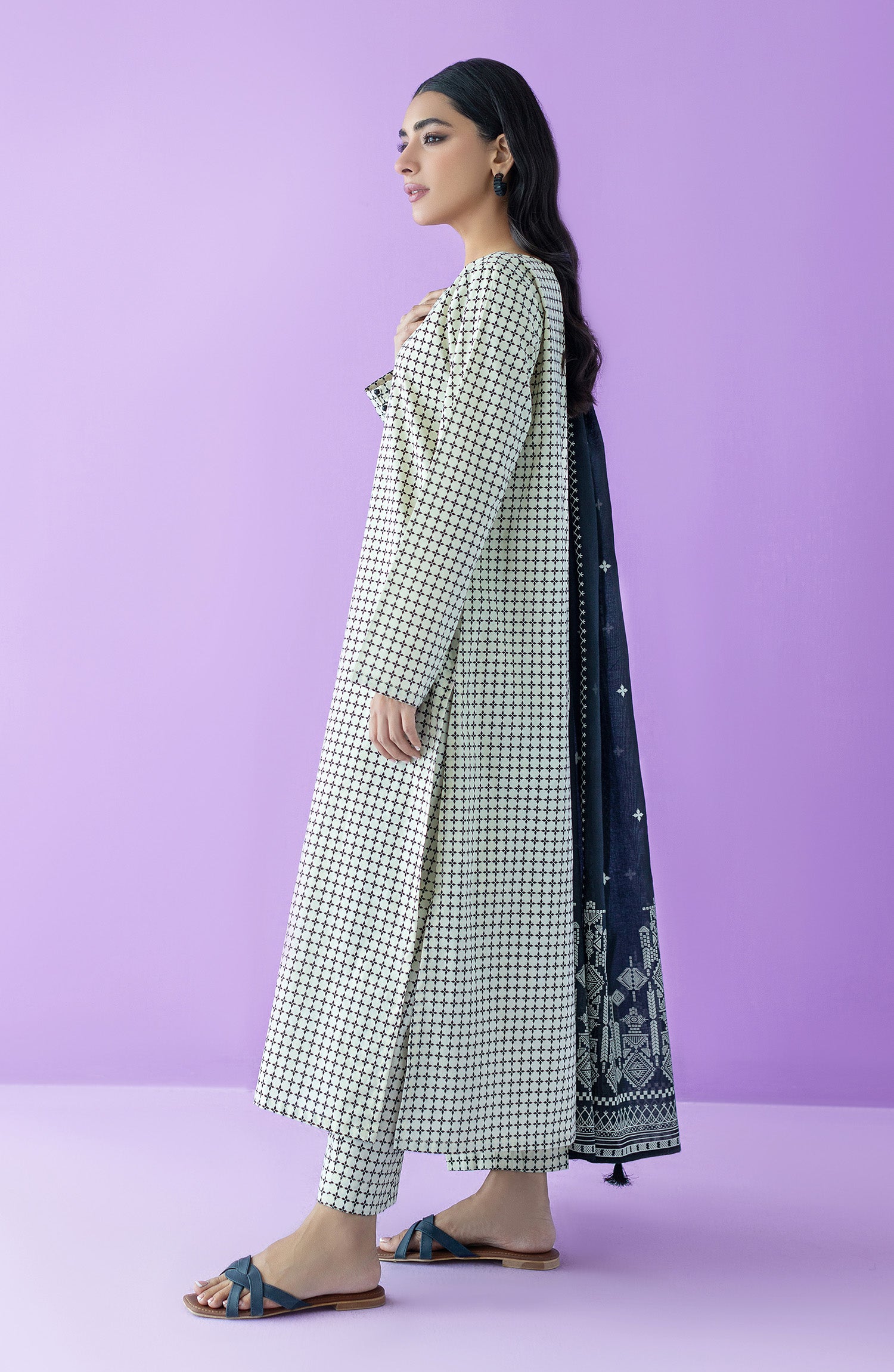 OTL-23-184/U BEIGE LAWN  UNSTITCHED SHIRT DUPATTA PANTS
