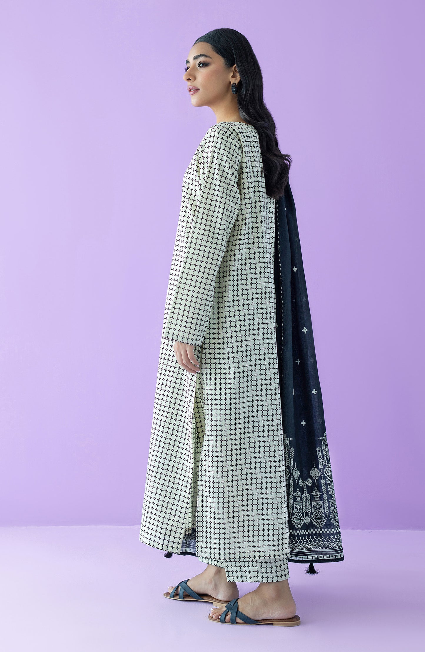 OTL-23-184/U BEIGE LAWN  UNSTITCHED SHIRT DUPATTA PANTS