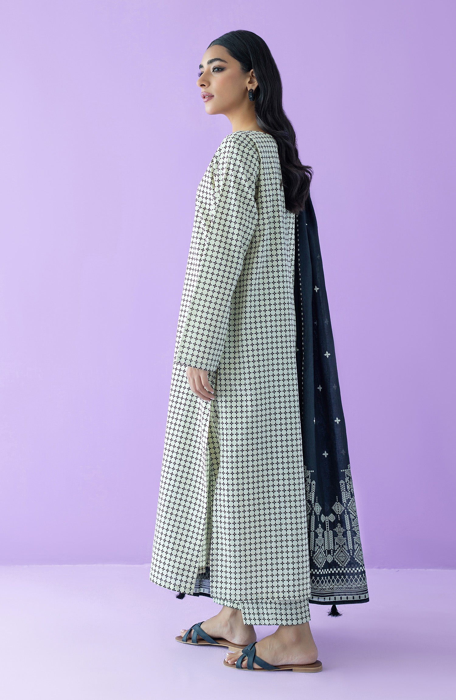 OTL-23-184/U BEIGE LAWN  UNSTITCHED SHIRT DUPATTA PANTS