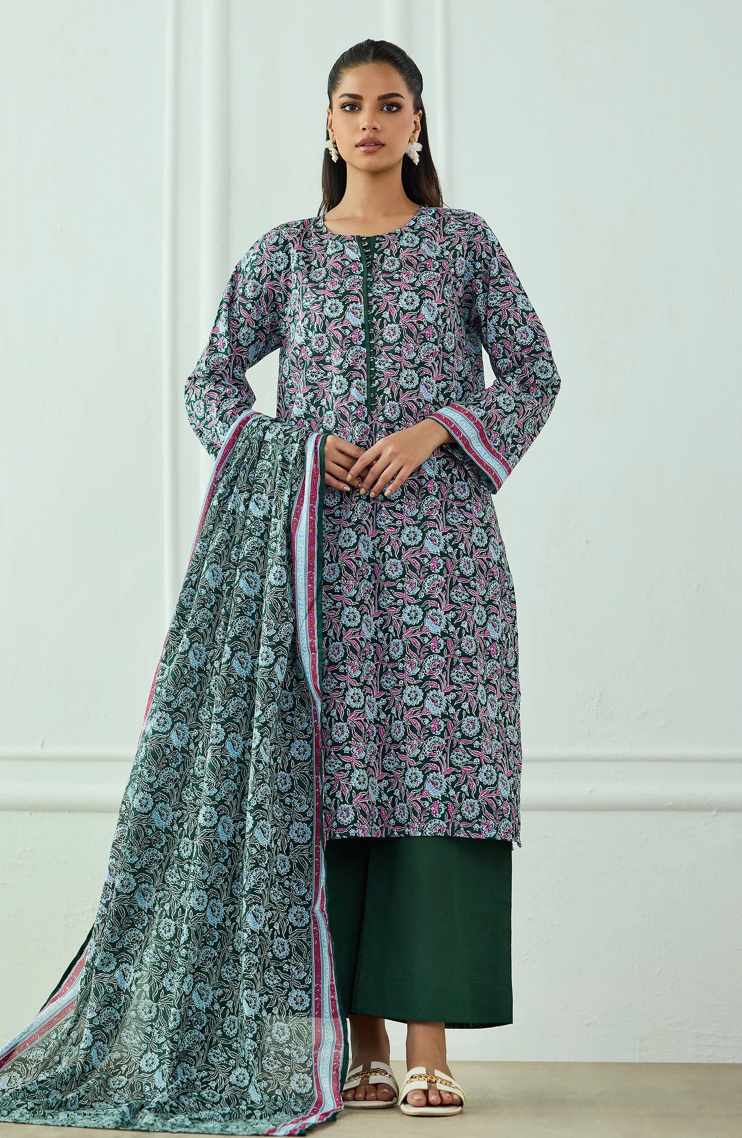 Unstitched | 3 Piece | Printed | Lawn Shirt | OTL-20505/U GREEN