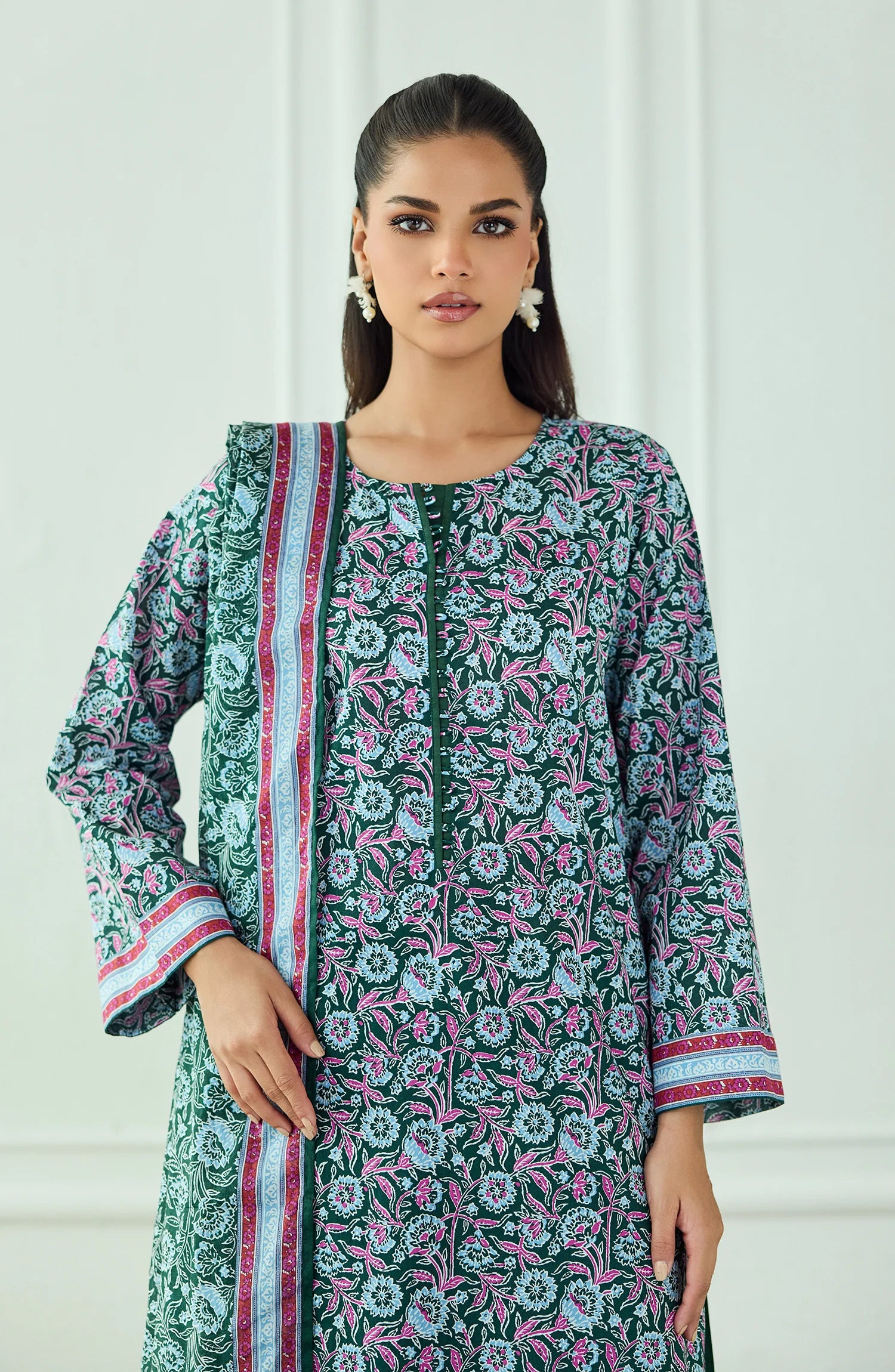 Unstitched | 3 Piece | Printed | Lawn Shirt | OTL-20505/U GREEN