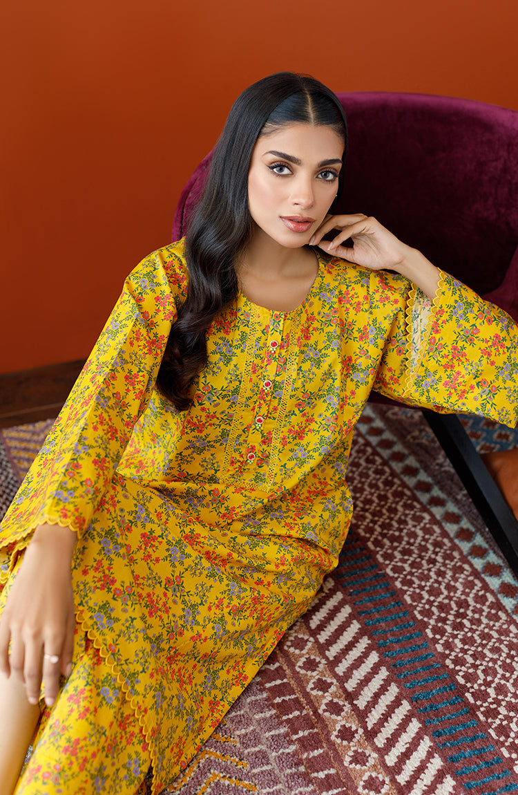 NRDS-23-141/S YELLOW CAMBRIC Women READY TO WEAR SHIRT PANTS