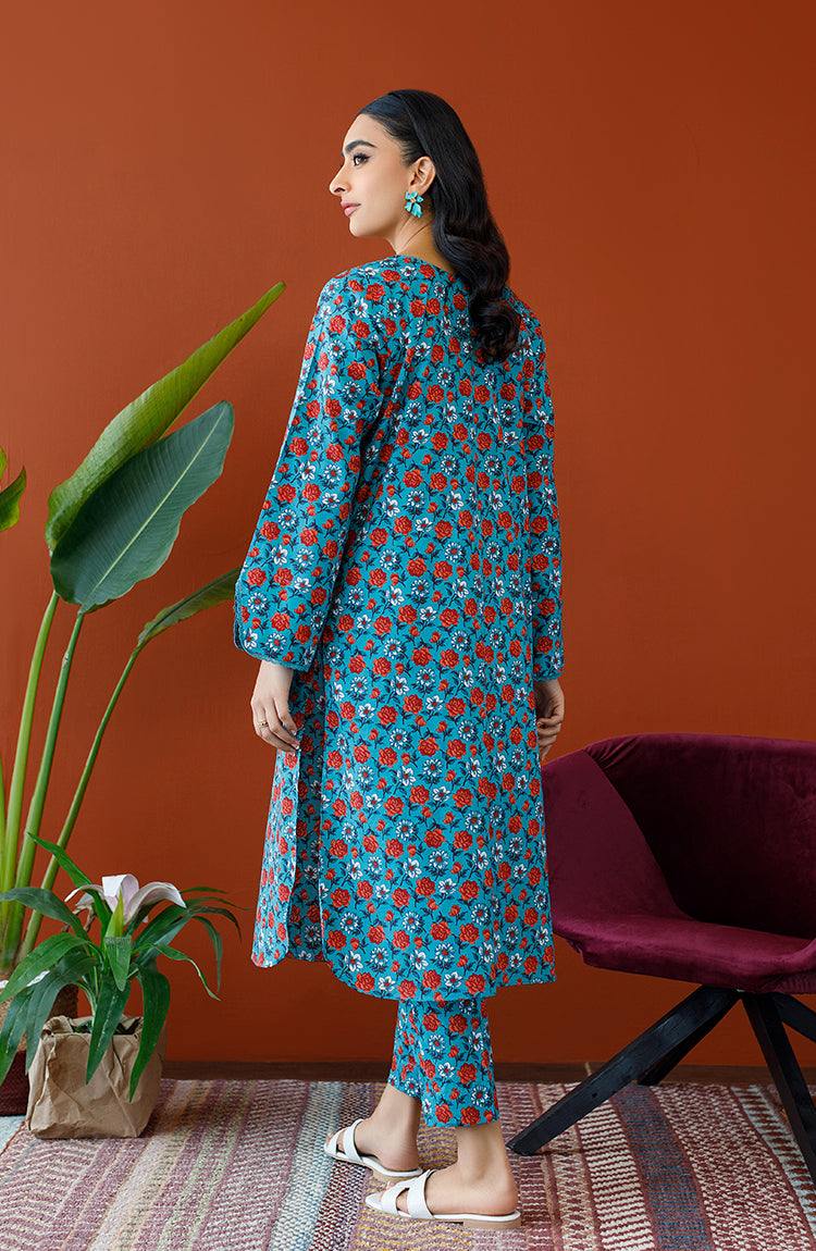 OTL-23-211/S TURQUOISE KHADDAR Women READY TO WEAR SHIRT DUPATTA PANTS