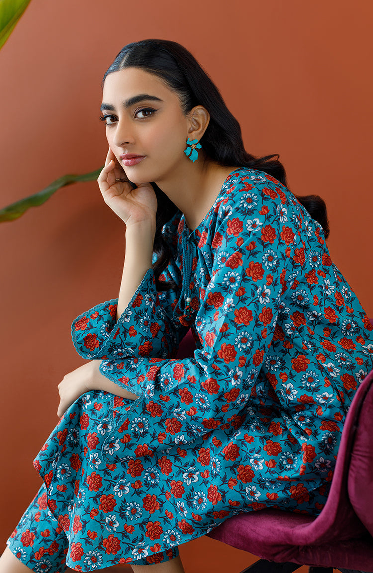 OTL-23-211/S TURQUOISE KHADDAR Women READY TO WEAR SHIRT DUPATTA PANTS
