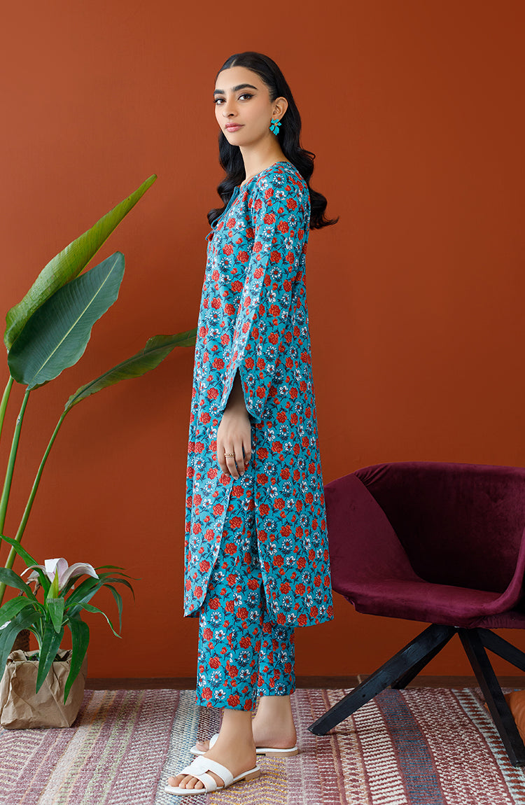 OTL-23-211/S TURQUOISE KHADDAR Women READY TO WEAR SHIRT DUPATTA PANTS