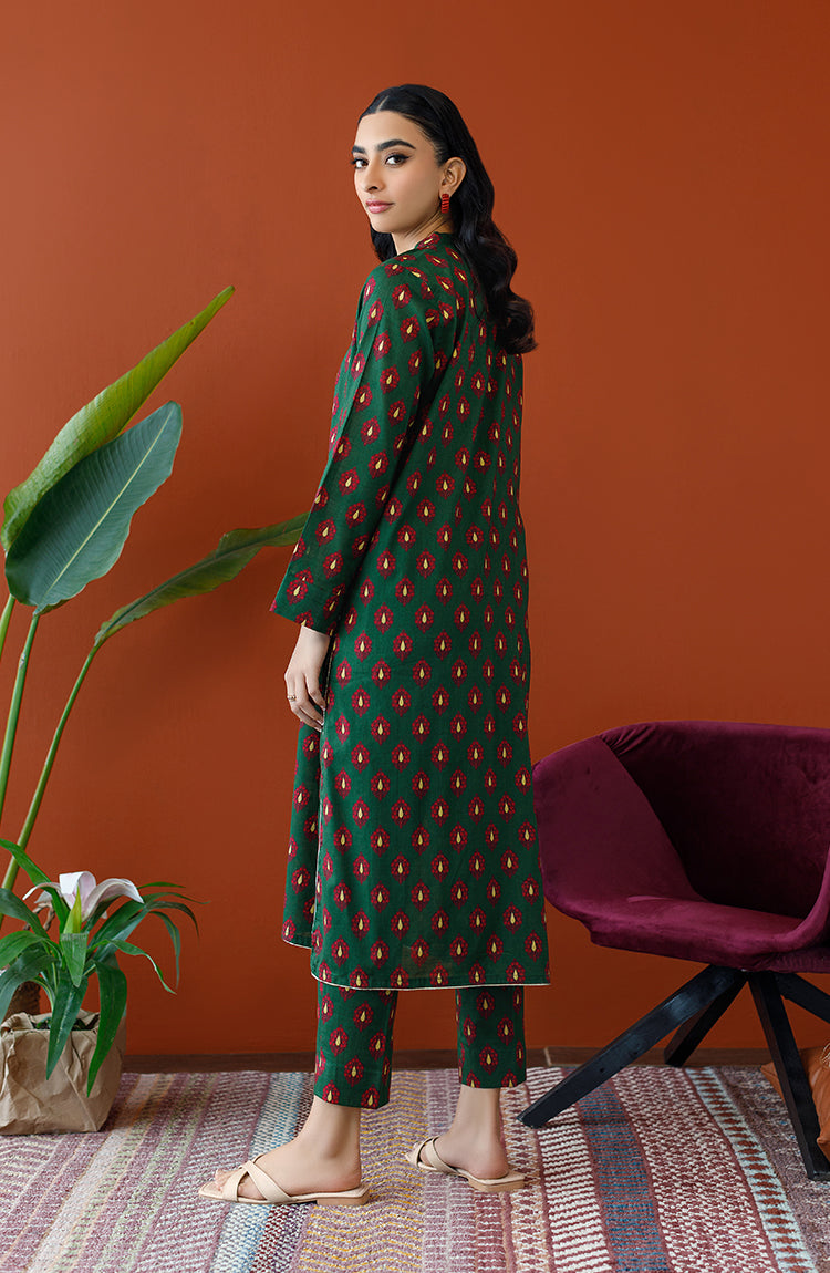 NRDS-23-160/U GREEN COTTON SLUB Women UNSTITCHED SHIRT PANTS