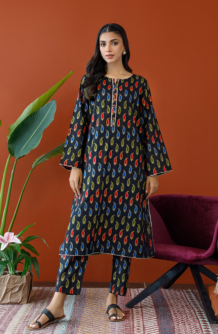 NRDS-23-161/S BLACK COTTON SLUB Women READY TO WEAR SHIRT PANTS