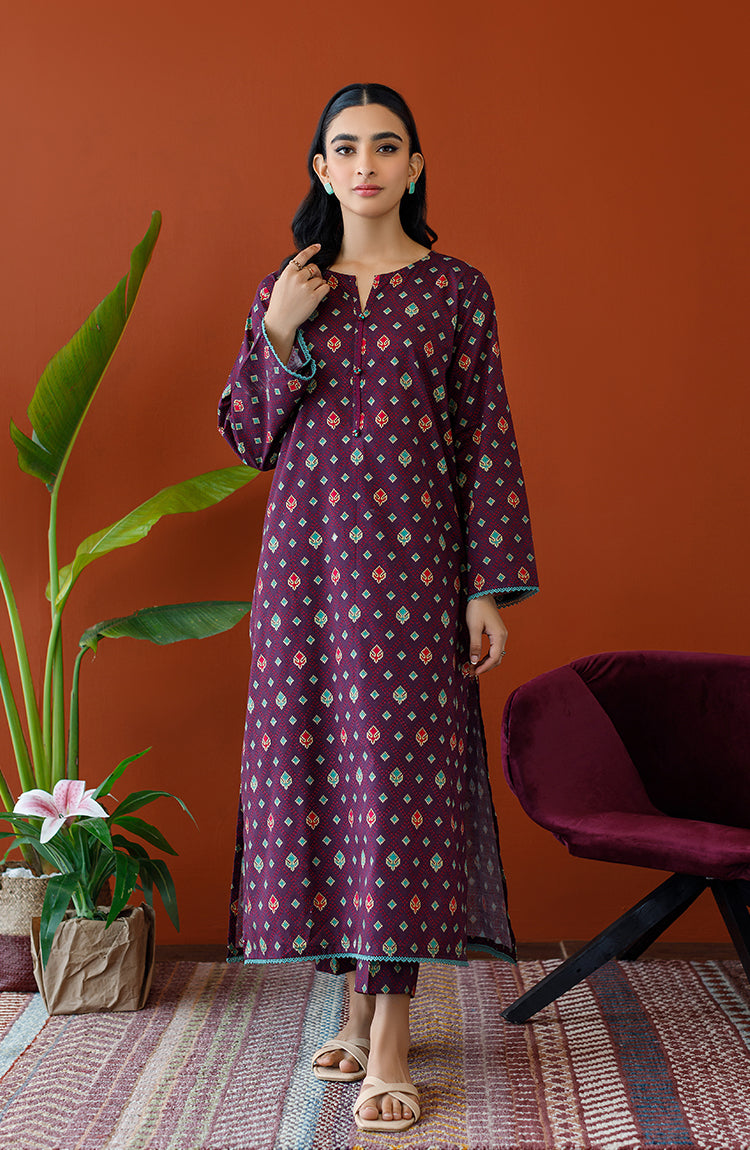 NRDS-23-168/U MAROON COTTON SLUB Women UNSTITCHED SHIRT PANTS
