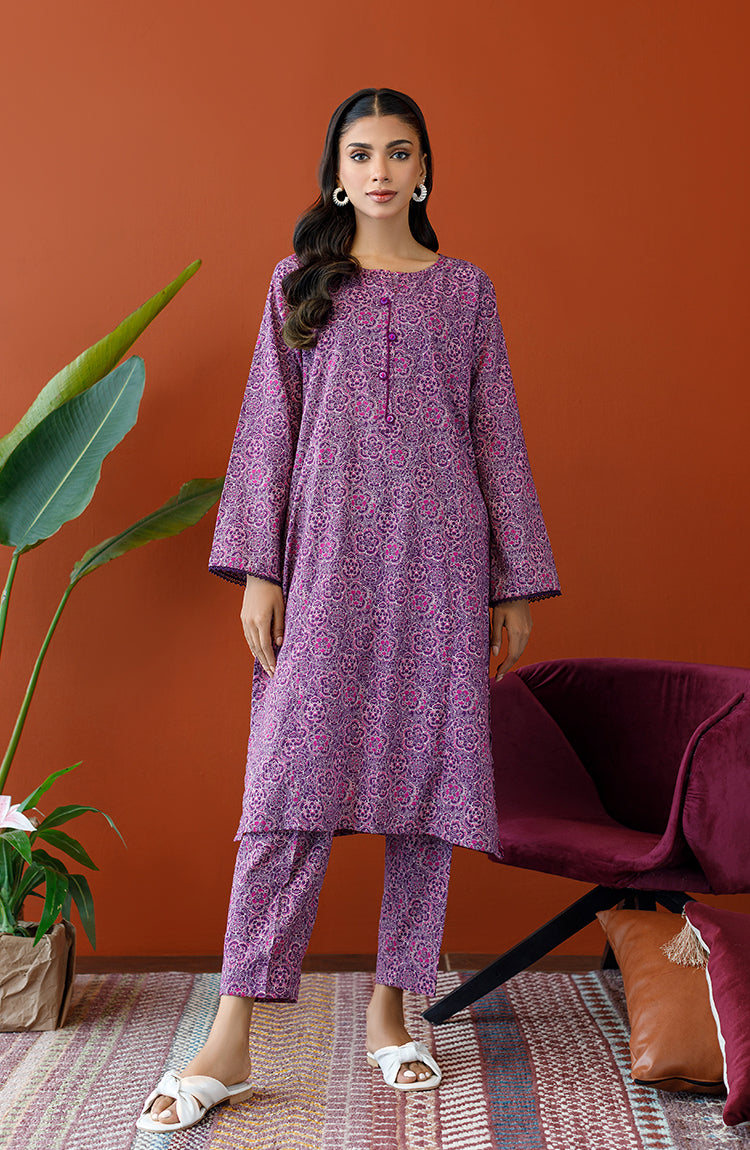 NRDS-23-169/U PURPLE KHADDAR Women UNSTITCHED SHIRT PANTS