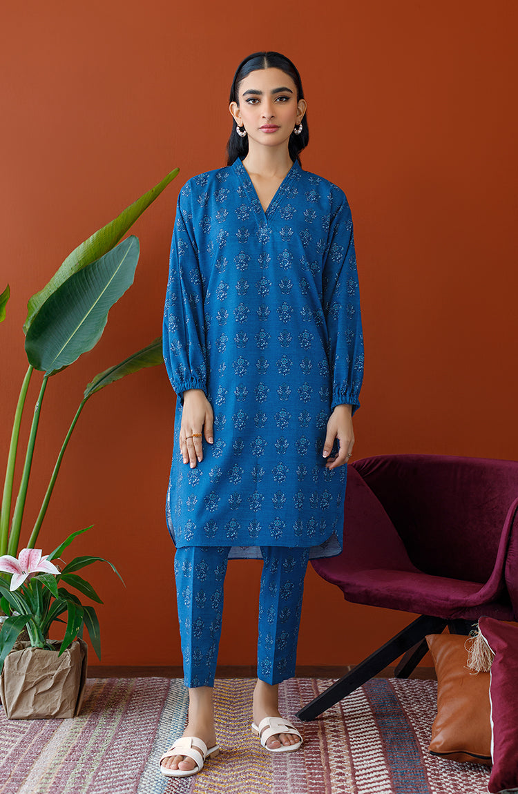 OTL-23-211/S TURQUOISE COTTON TEXTURED Women READY TO WEAR SHIRT DUPATTA PANTS
