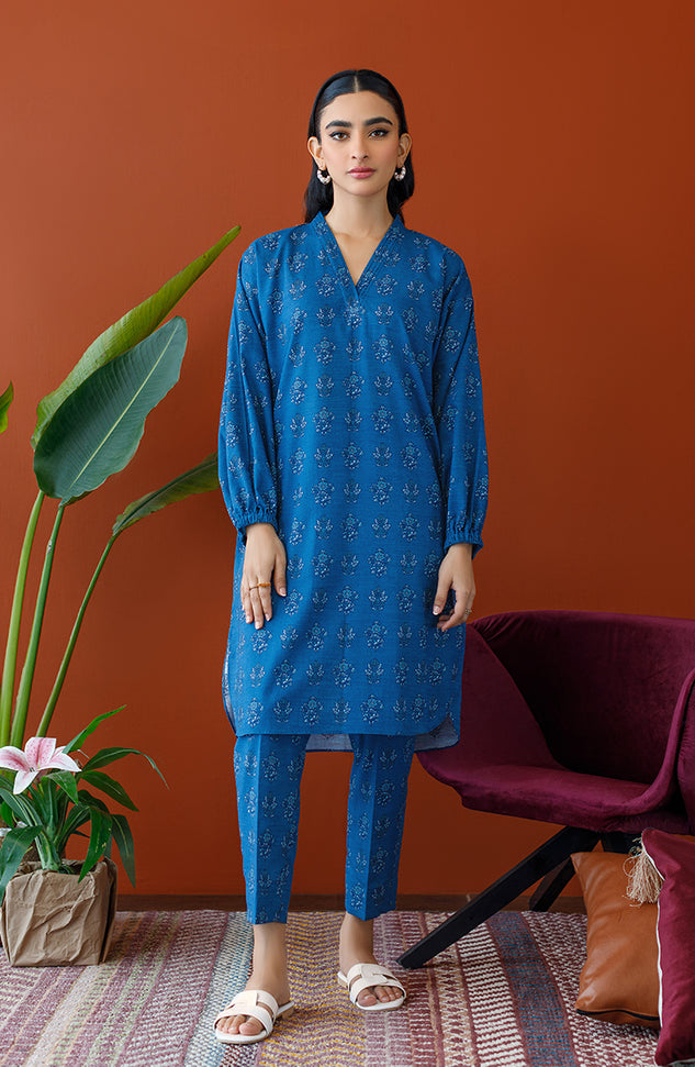 OTL-23-211/S TURQUOISE KHADDAR Women READY TO WEAR SHIRT DUPATTA PANTS