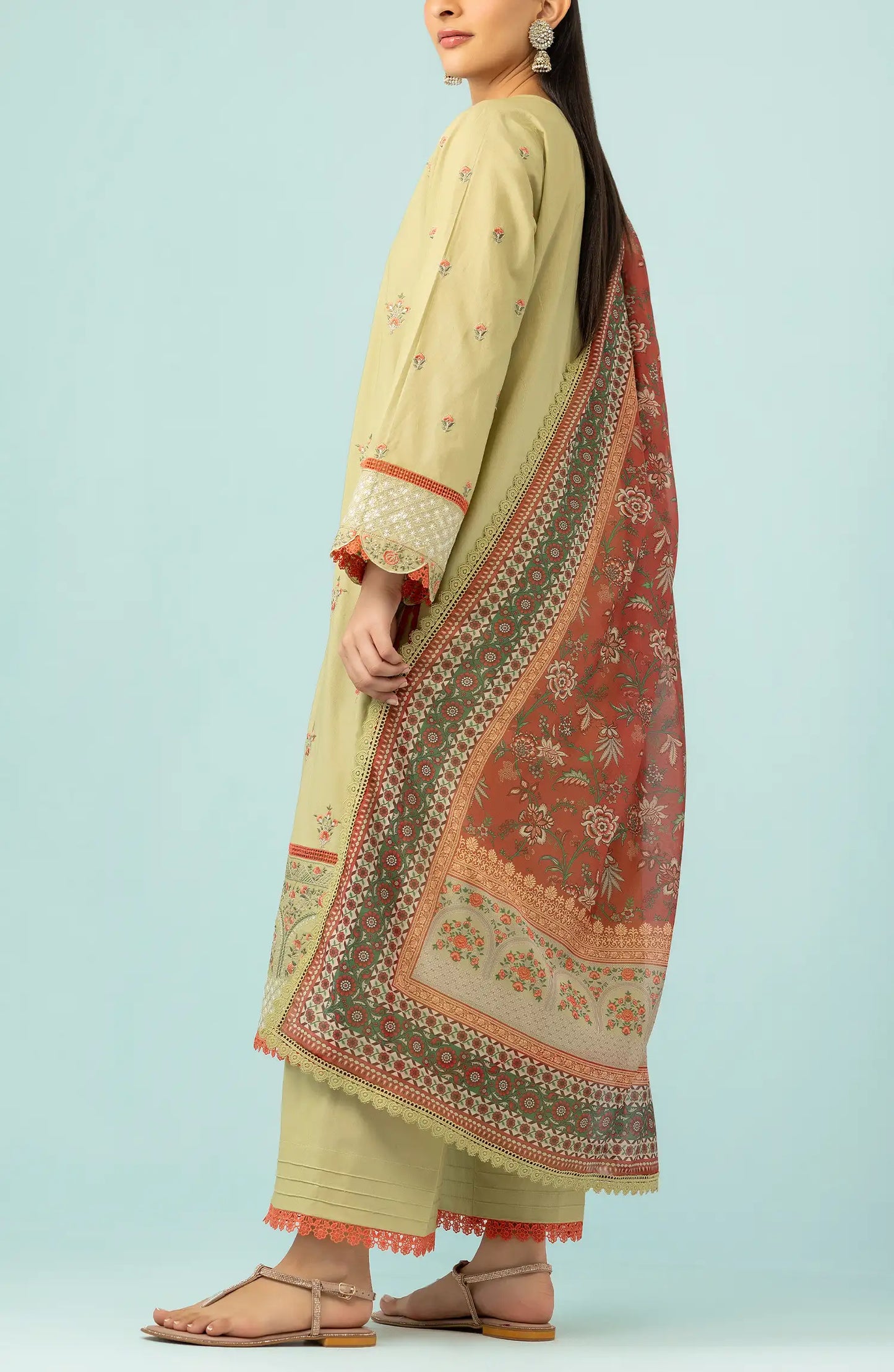 OTL-24-288/U LIGHT GREEN LAWN Women UNSTITCHED SHIRT DUPATTA PANTS
