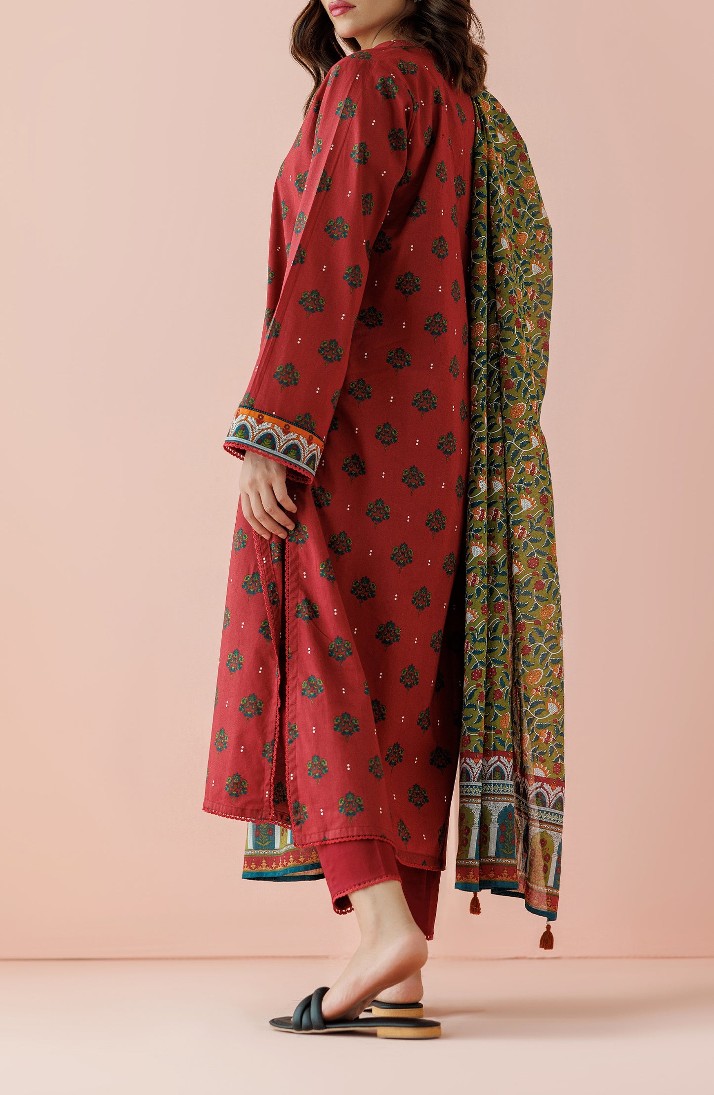 OTL-24-361/U MAROON LAWN Women UNSTITCHED SHIRT DUPATTA PANTS