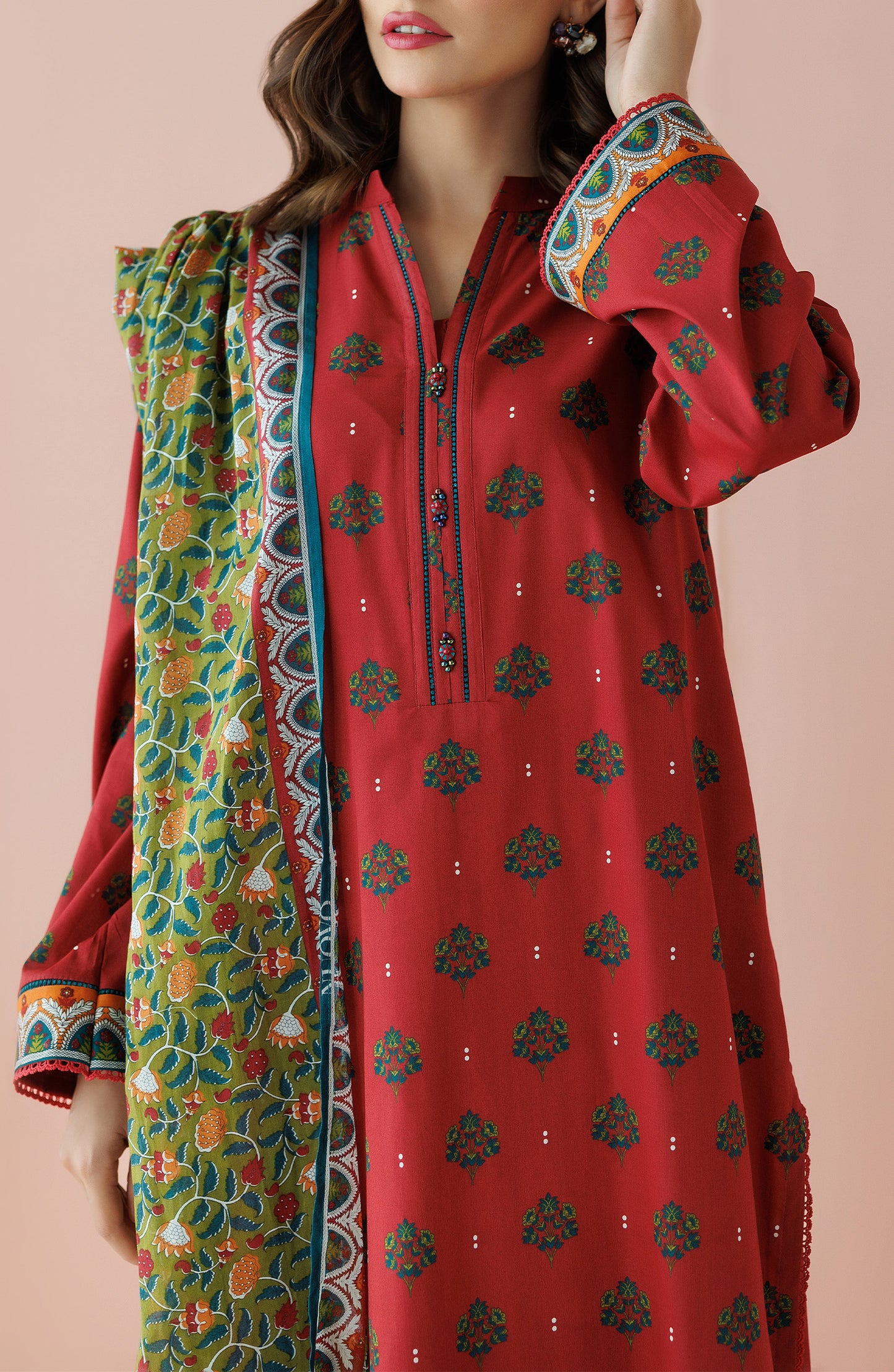 OTL-24-361/U MAROON LAWN Women UNSTITCHED SHIRT DUPATTA PANTS