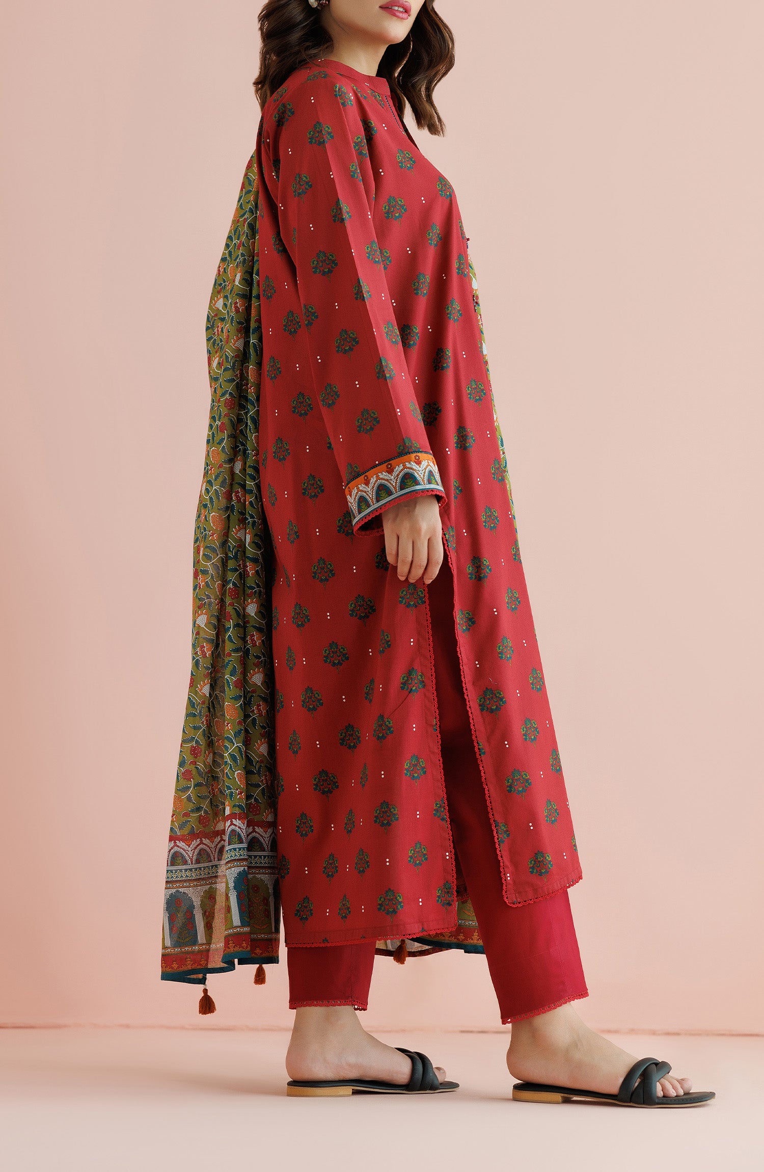 OTL-24-361/U MAROON LAWN Women UNSTITCHED SHIRT DUPATTA PANTS