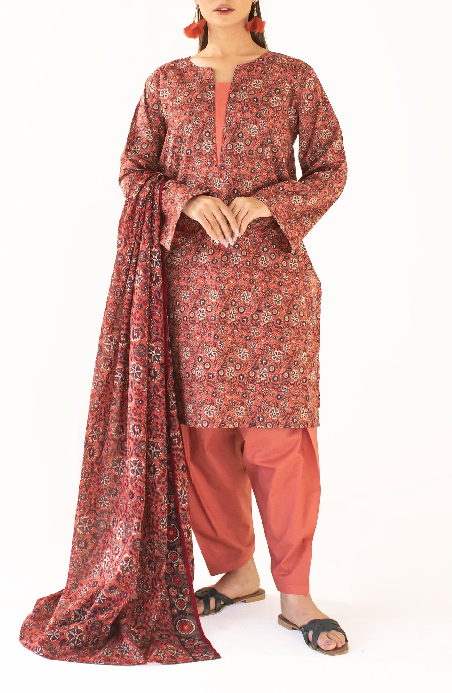 Stitched Printed Shirt Dupatta & Pant - 3 Piece - OTL-24-387