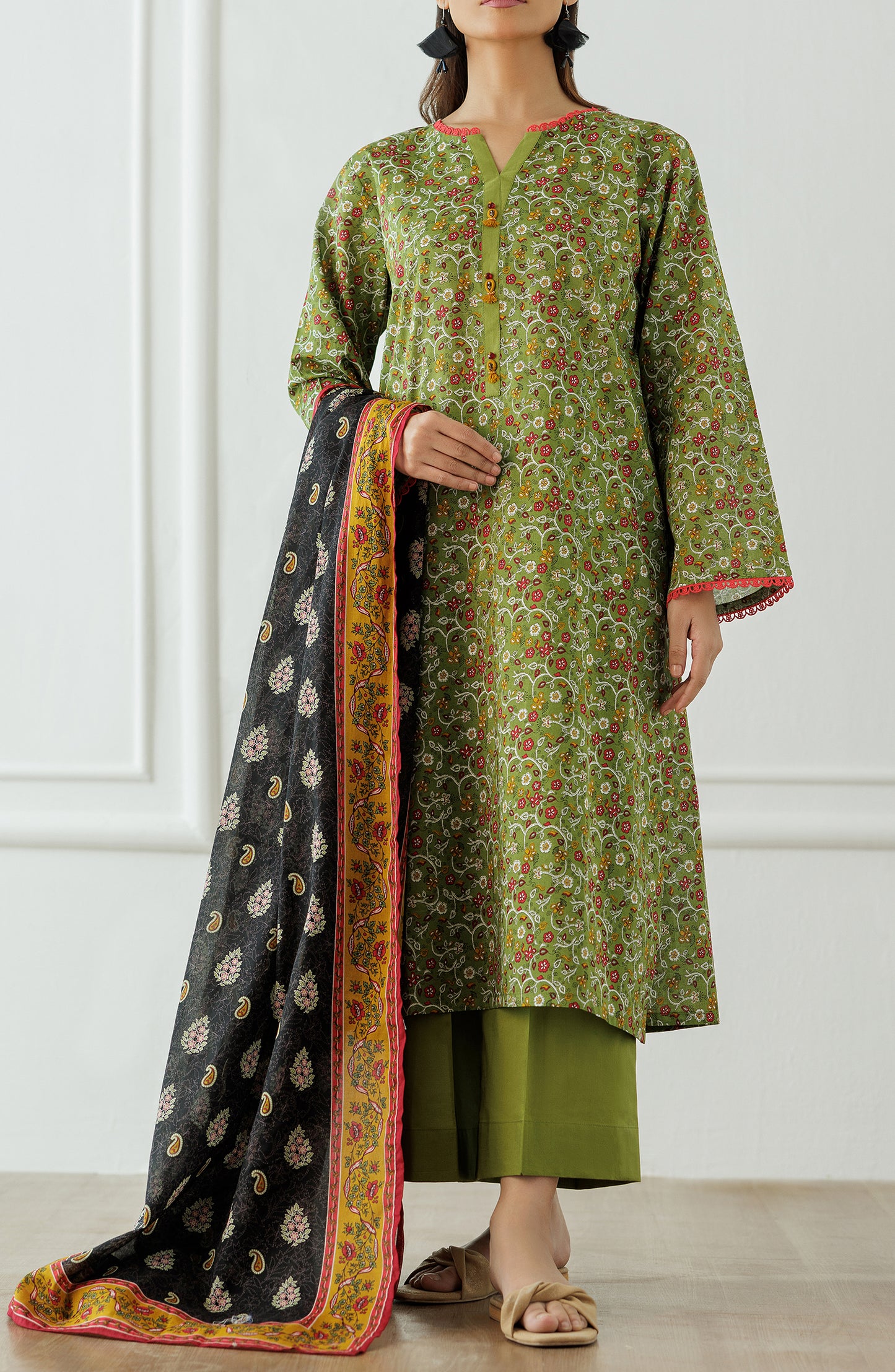 Stitched Printed Shirt Dupatta & Pant - 3 Piece - OTL-25-002