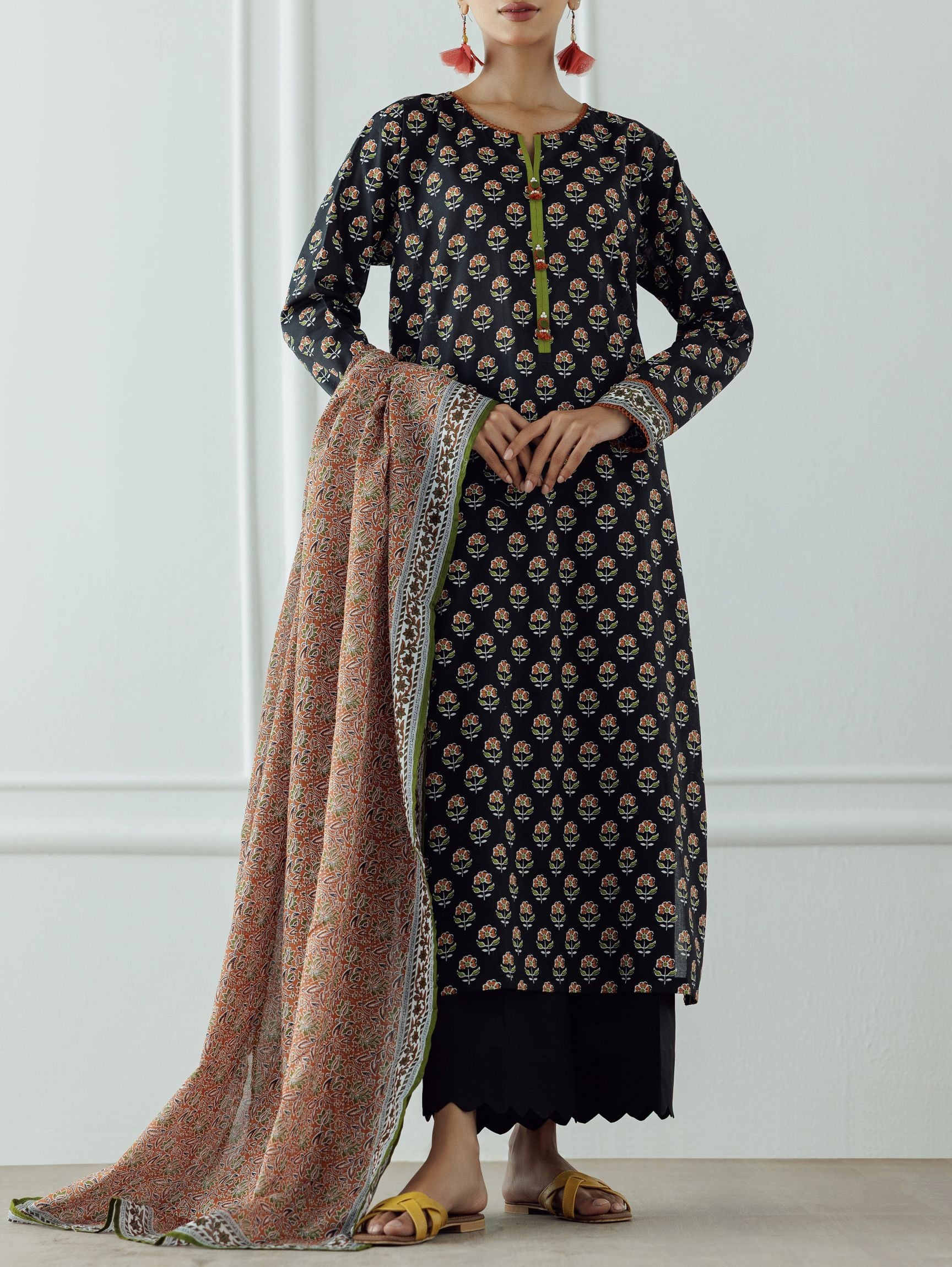 UNSTITCHED Printed Lawn Shirt Dupatta & Pant - 3 Piece - OTL-25-044