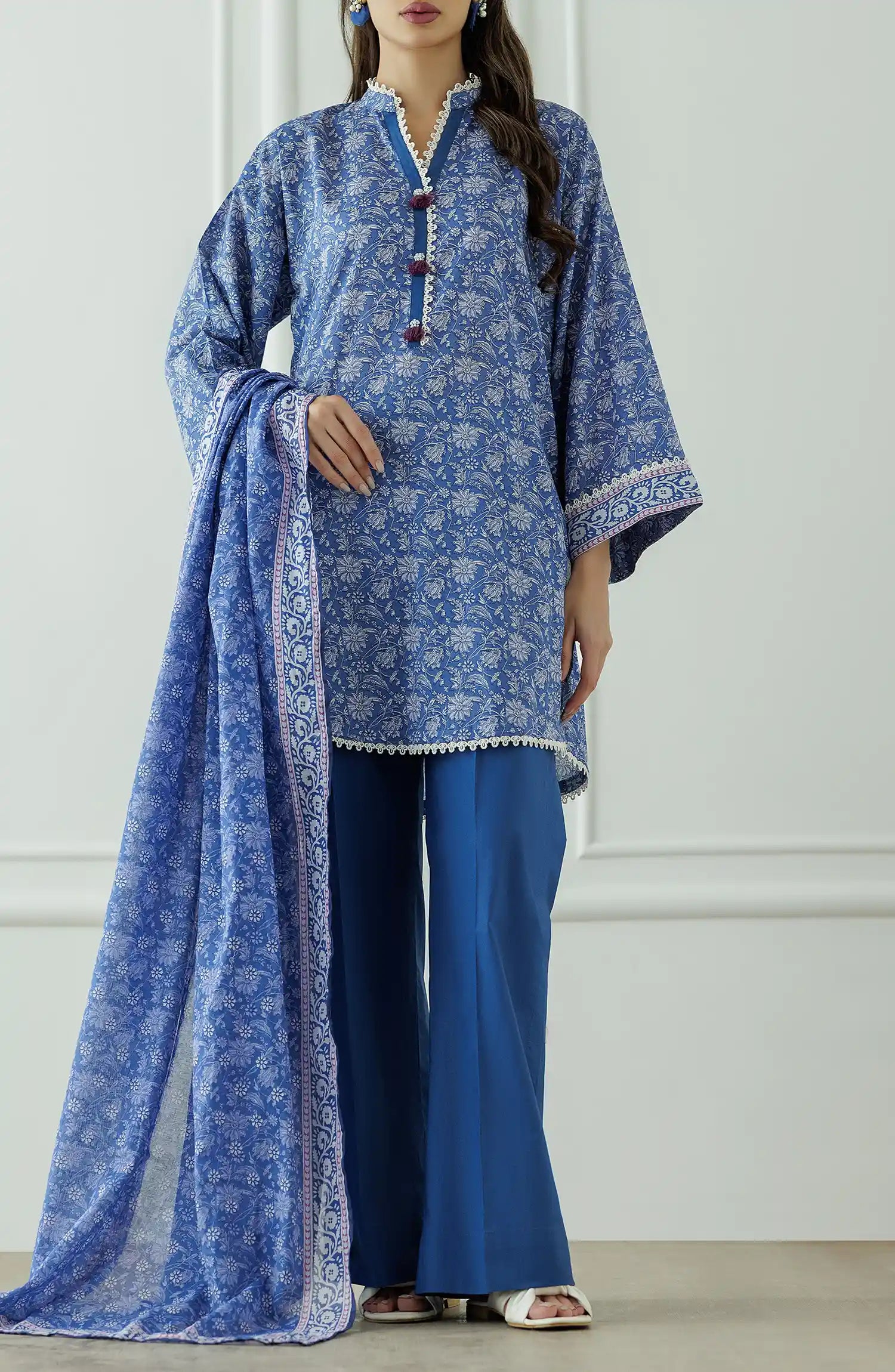 Stitched Printed Lawn Shirt Dupatta & Pant - 3 Piece - OTL-25-006S2