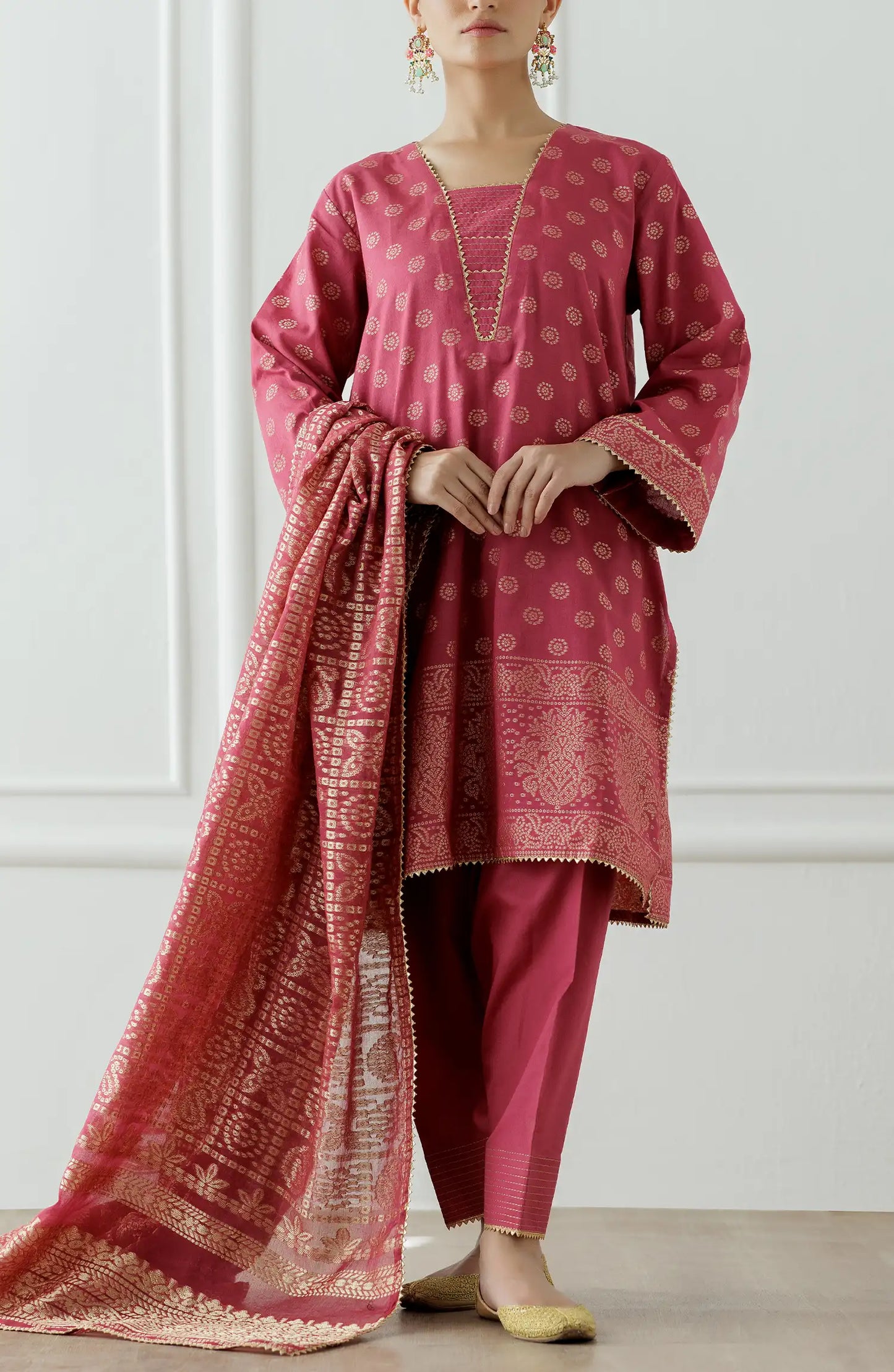 Unstitched Printed Lawn Jacquard Shirt Dupatta & Pant - 3 Piece - OTL-25-011
