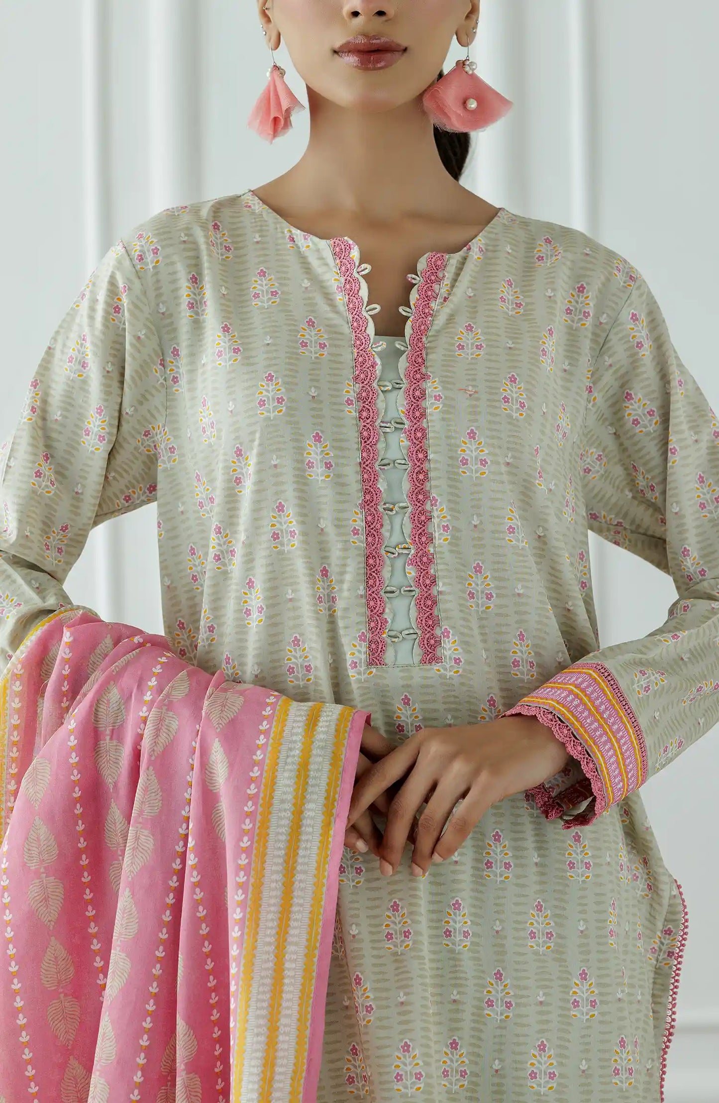UNSTITCHED Printed Shirt Dupatta & Pant - 3 Piece - OTL-25-019