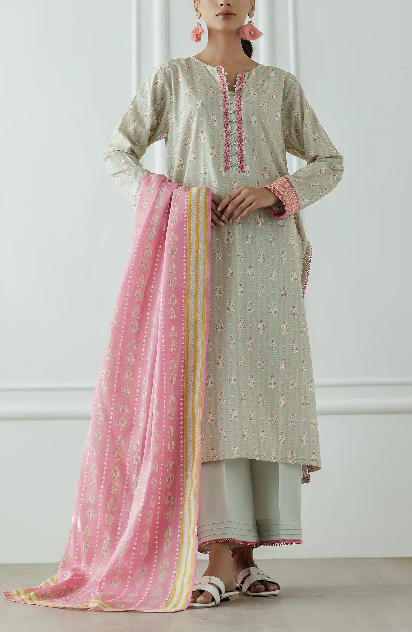 UNSTITCHED Printed Shirt Dupatta & Pant - 3 Piece - OTL-25-019