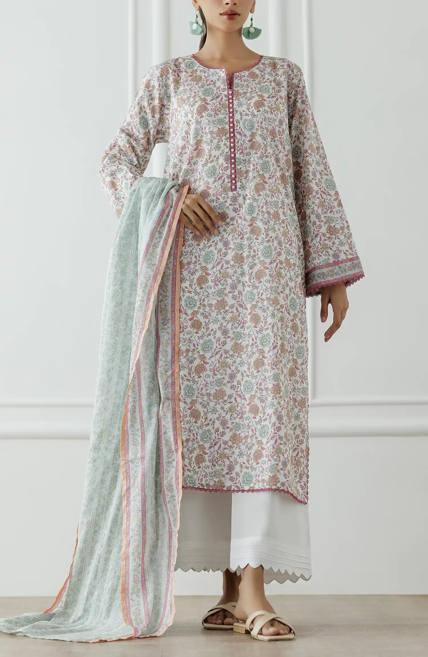 UNSTITCHED Printed Shirt Dupatta & Pant - 3 Piece - OTL-25-020