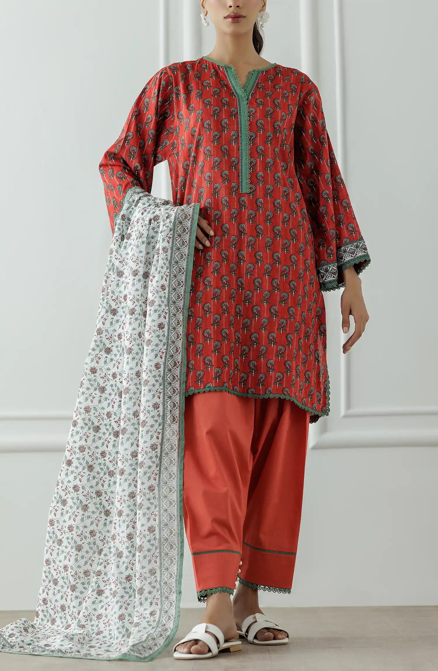 UNSTITCHED Printed Shirt Dupatta & Pant - 3 Piece - OTL-25-024