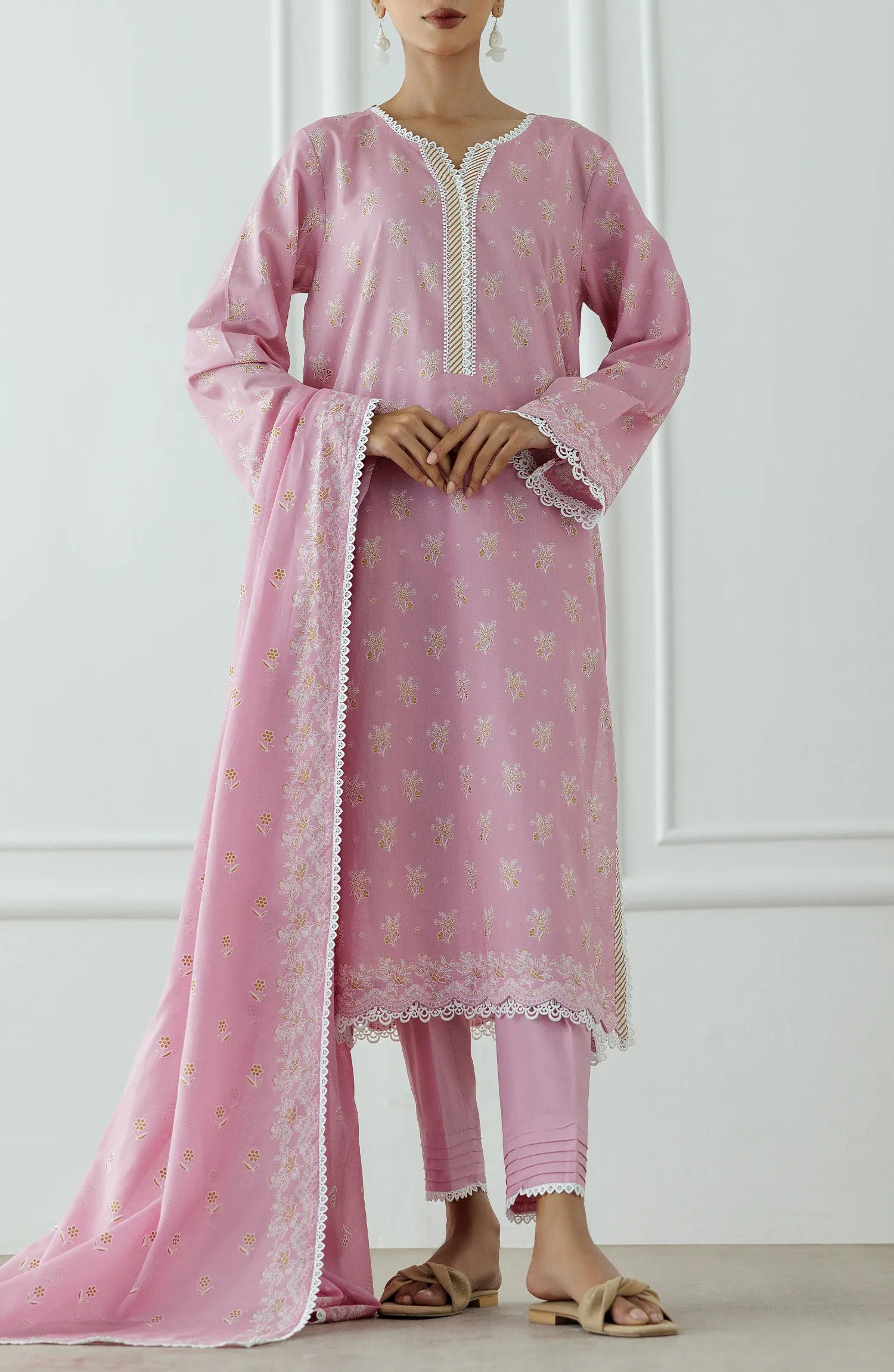 UNSTITCHED Printed Lawn Shirt Dupatta & Pant - 3 Piece - OTL-25-026