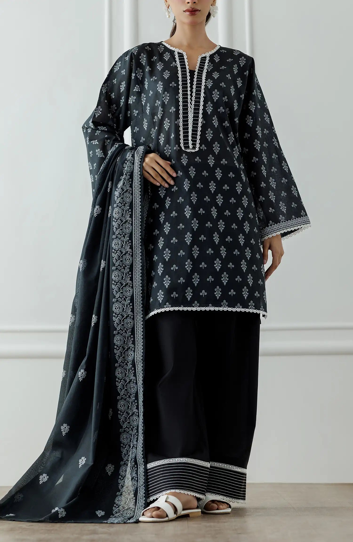 UNSTITCHED Printed Shirt Dupatta & Pant - 3 Piece - OTL-25-030