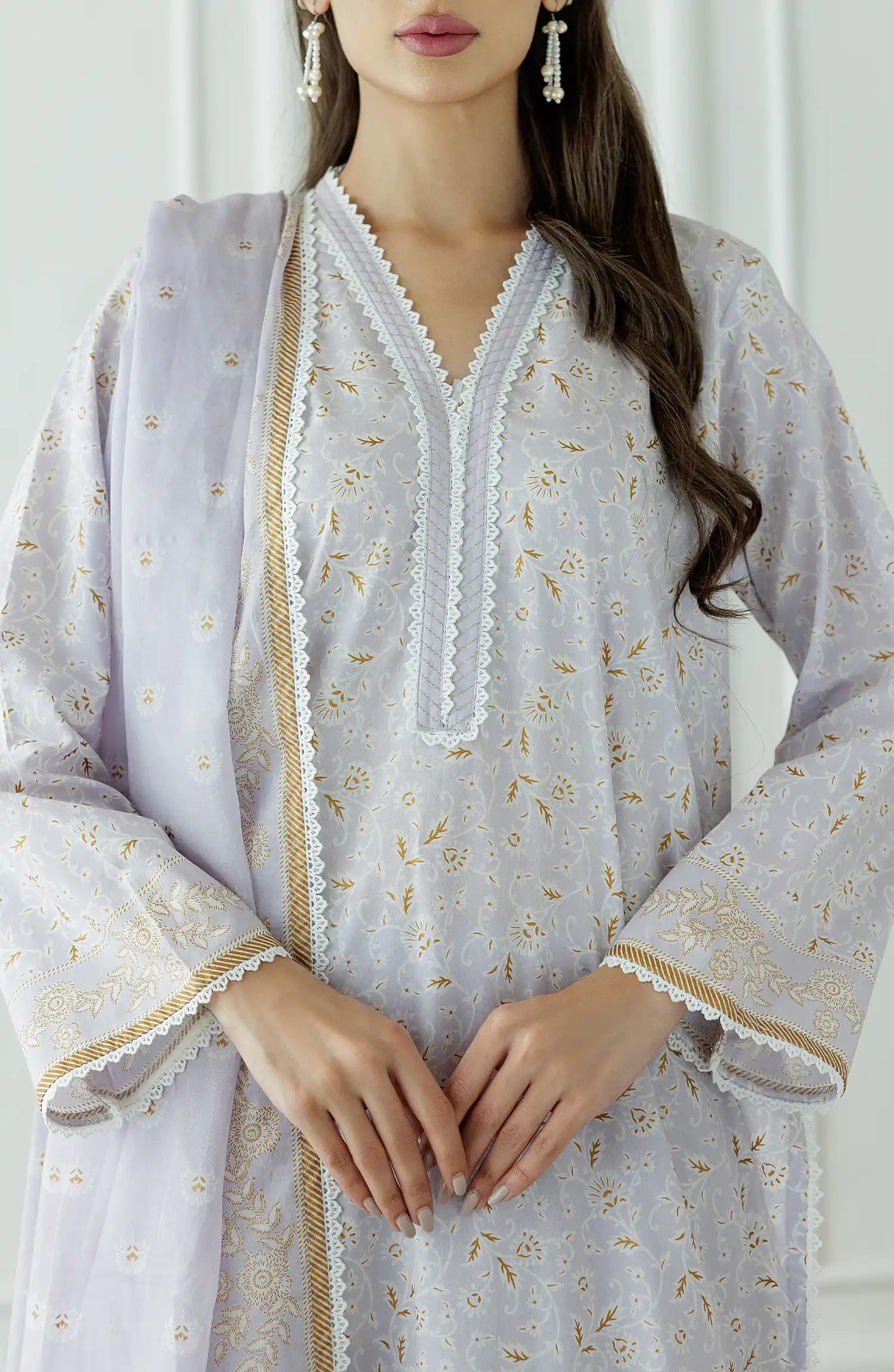 UNSTITCHED Printed Lawn Shirt Dupatta & Pant - 3 Piece - OTL-25-034