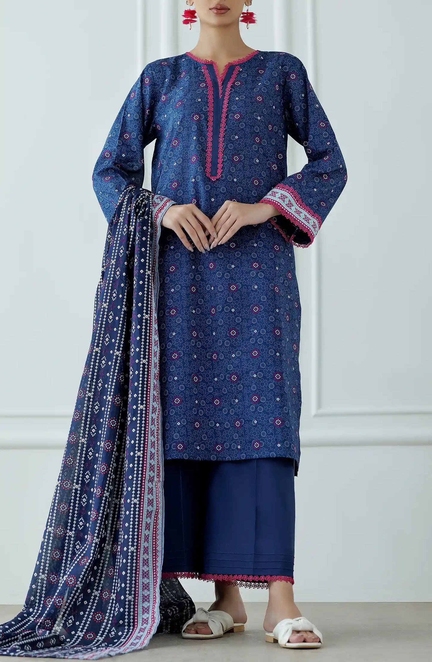 UNSTITCHED Printed Lawn Shirt Dupatta & Pant - 3 Piece Suits - OTL-25-036