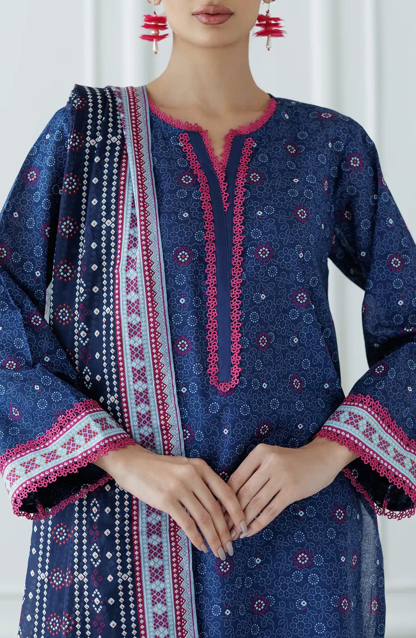 UNSTITCHED Printed Lawn Shirt Dupatta & Pant - 3 Piece Suits - OTL-25-036