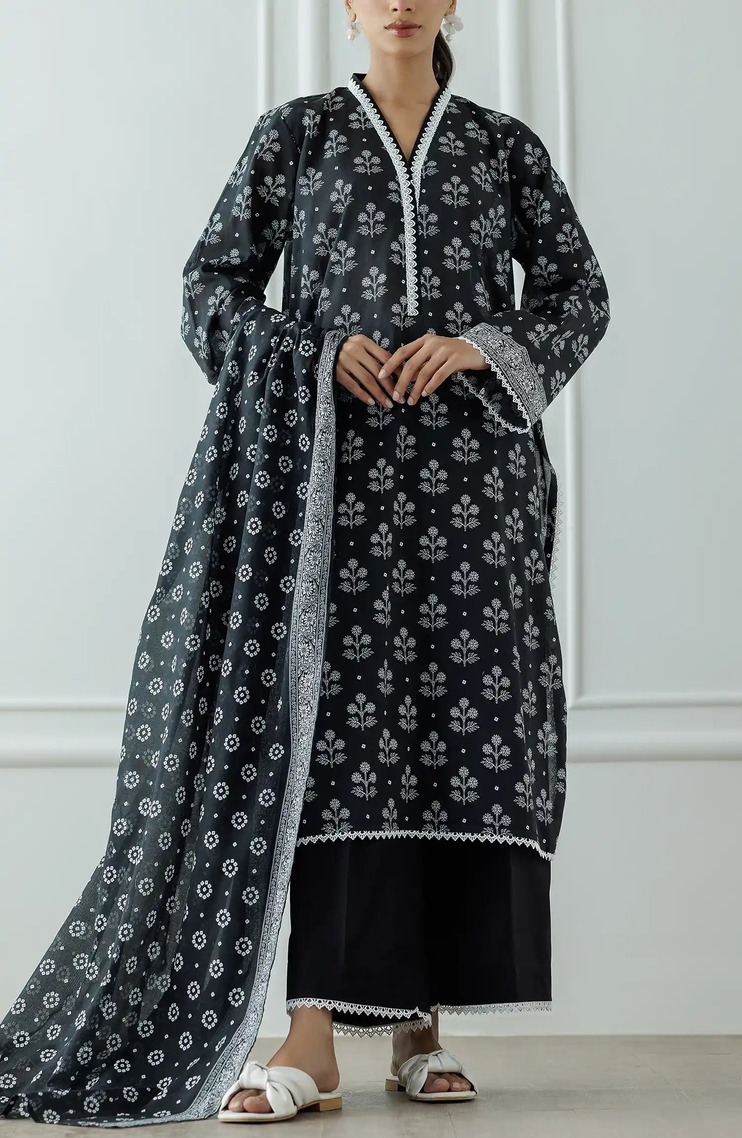 UNSTITCHED Printed Shirt Dupatta & Pant - 3 Piece - OTL-25-039