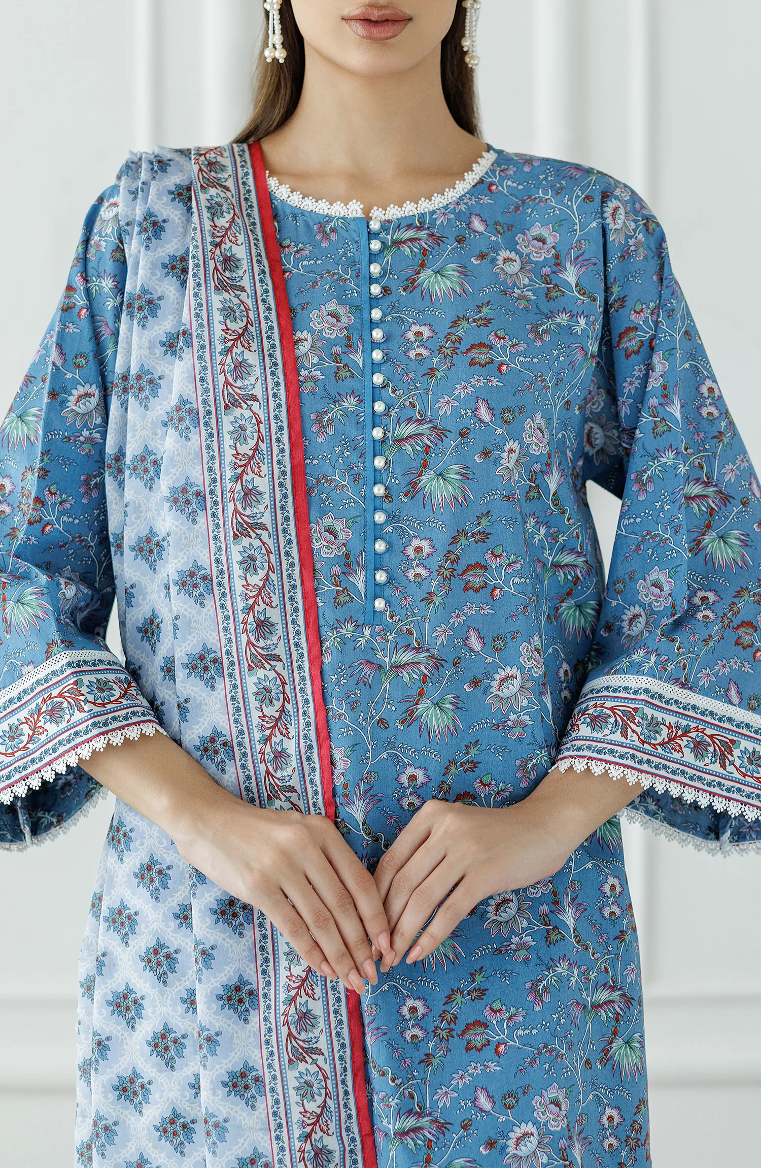 UNSTITCHED Printed Lawn Shirt Dupatta & Pant - 3 Piece Suits - OTL-25-042