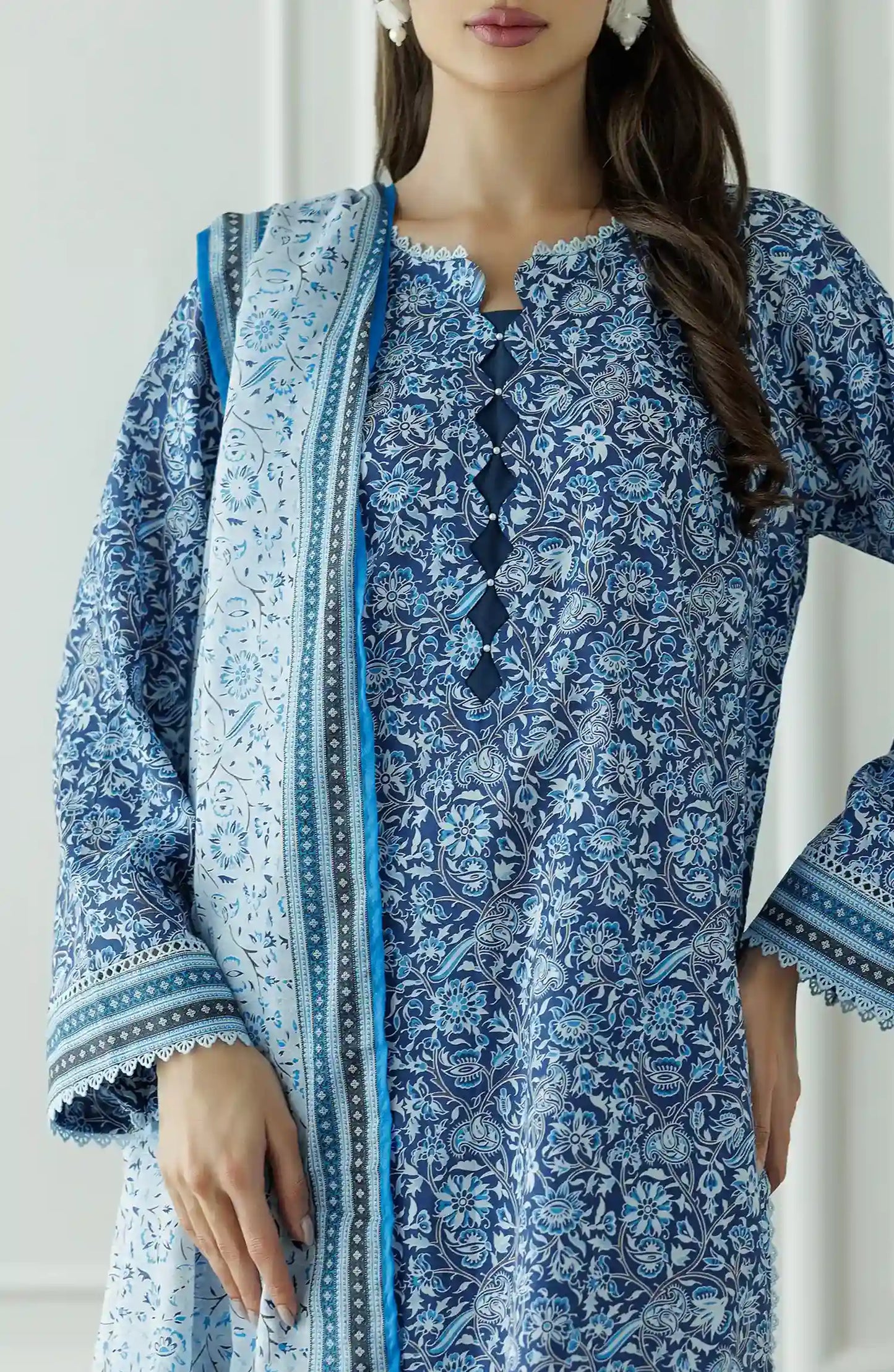 UNSTITCHED Printed Lawn Shirt Dupatta & Pant - 3 Piece - OTL-25-044