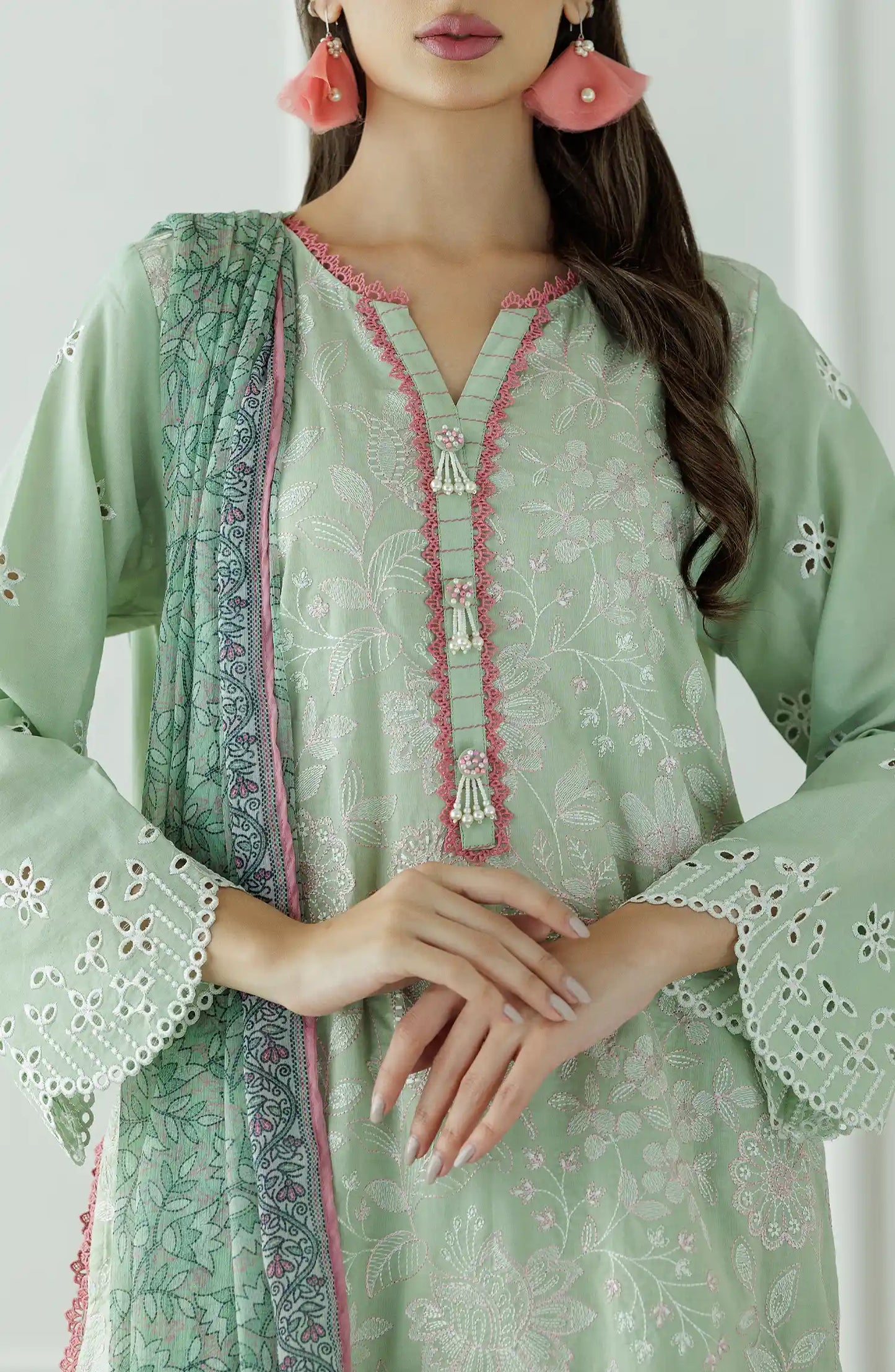 UNSTITCHED Luxury Premium Embroidered Lawn Shirt Dupatta & Pant - 3 Piece - OTL-25-046
