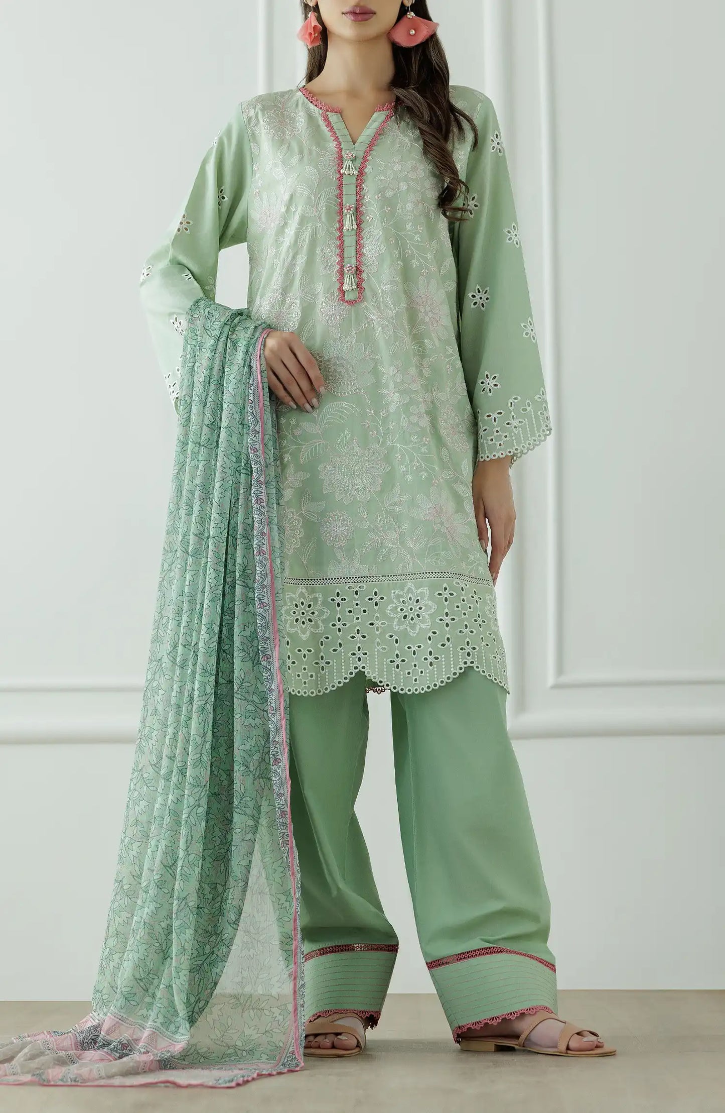 UNSTITCHED Luxury Premium Embroidered Lawn Shirt Dupatta & Pant - 3 Piece - OTL-25-046